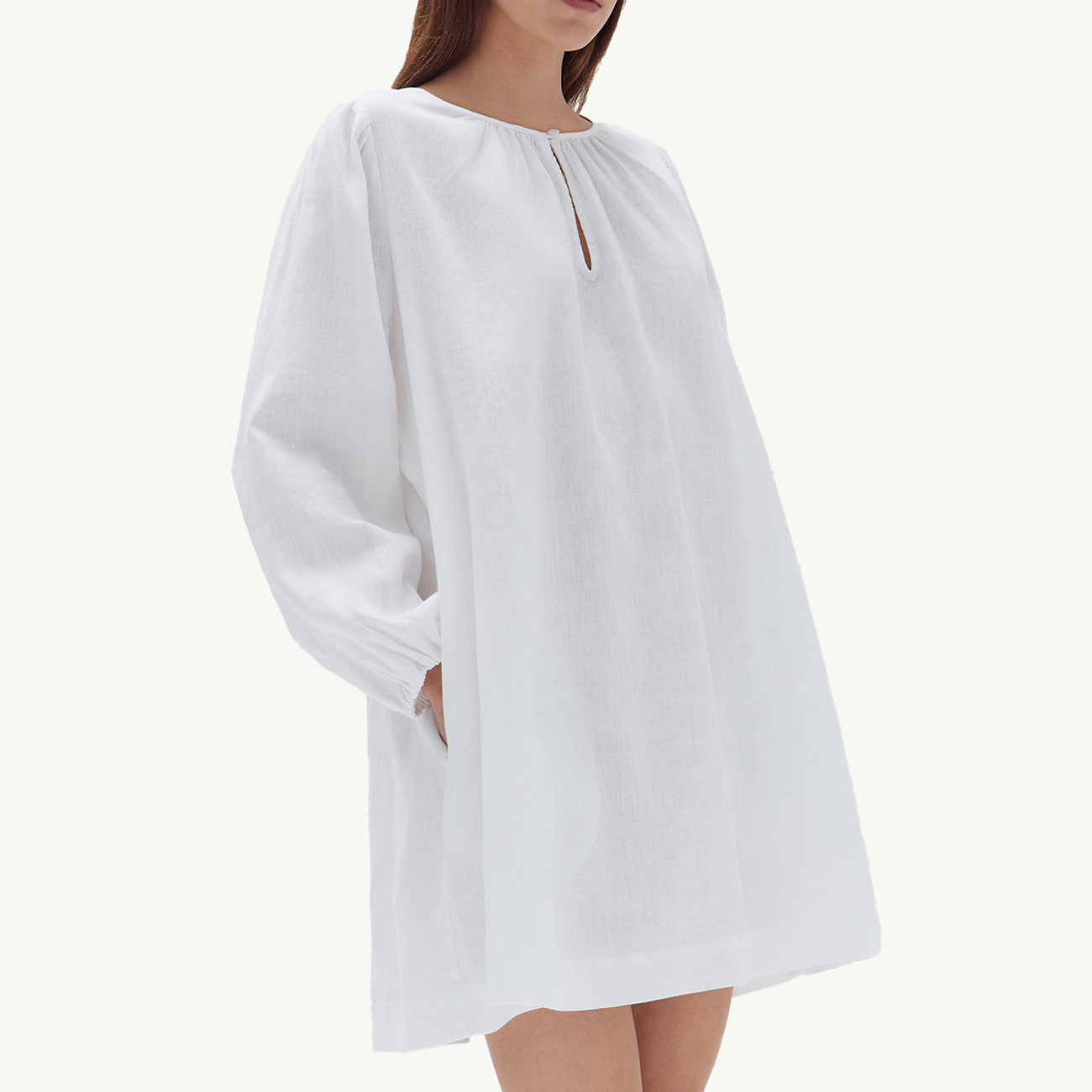Allie Linen Mini Dress - White