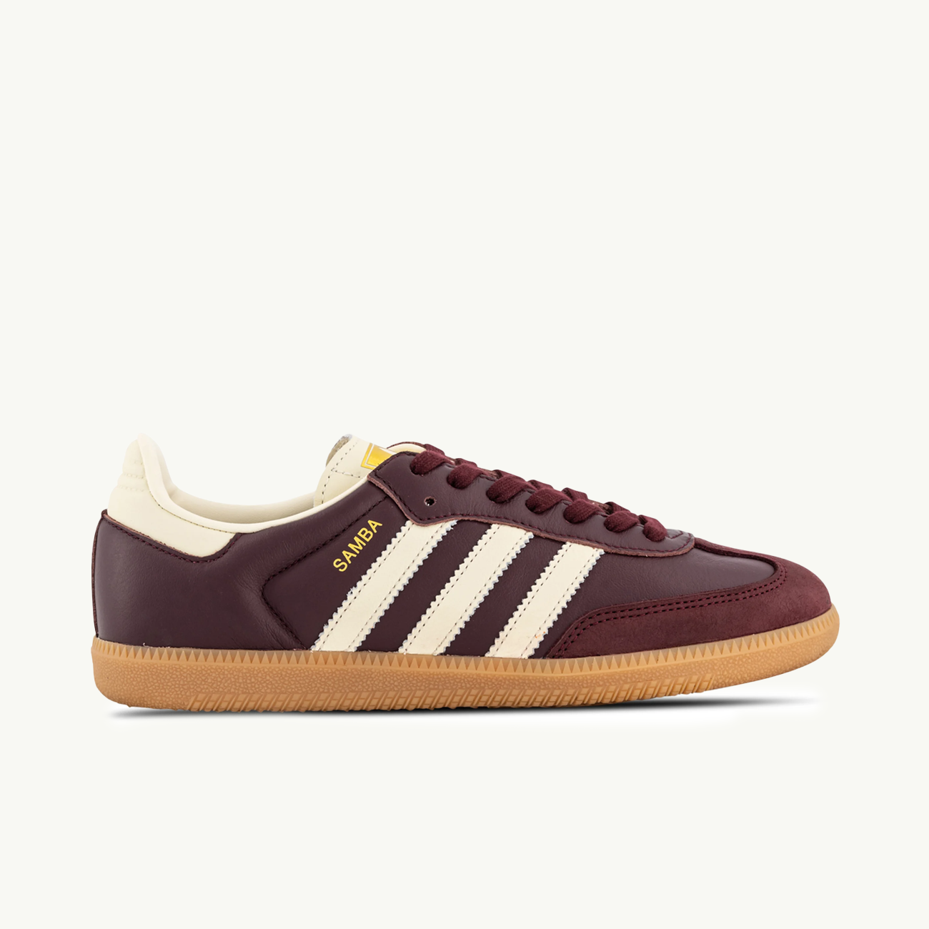 Area 51 - Women's Samba OG - Maroon/Cream White/Gold Metallic Area 51 - Women's Samba OG - Maroon/Cream White/Gold Metallic