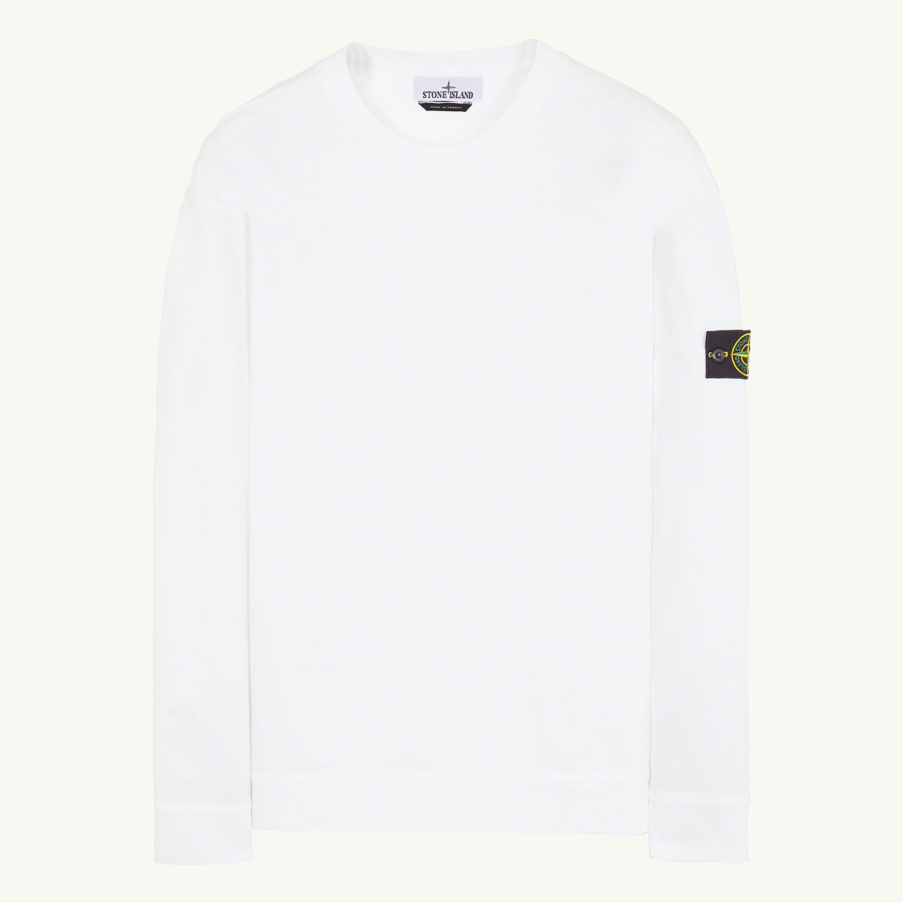 Sweatshirt Patch Crew Lightweight Cotton - White 0180