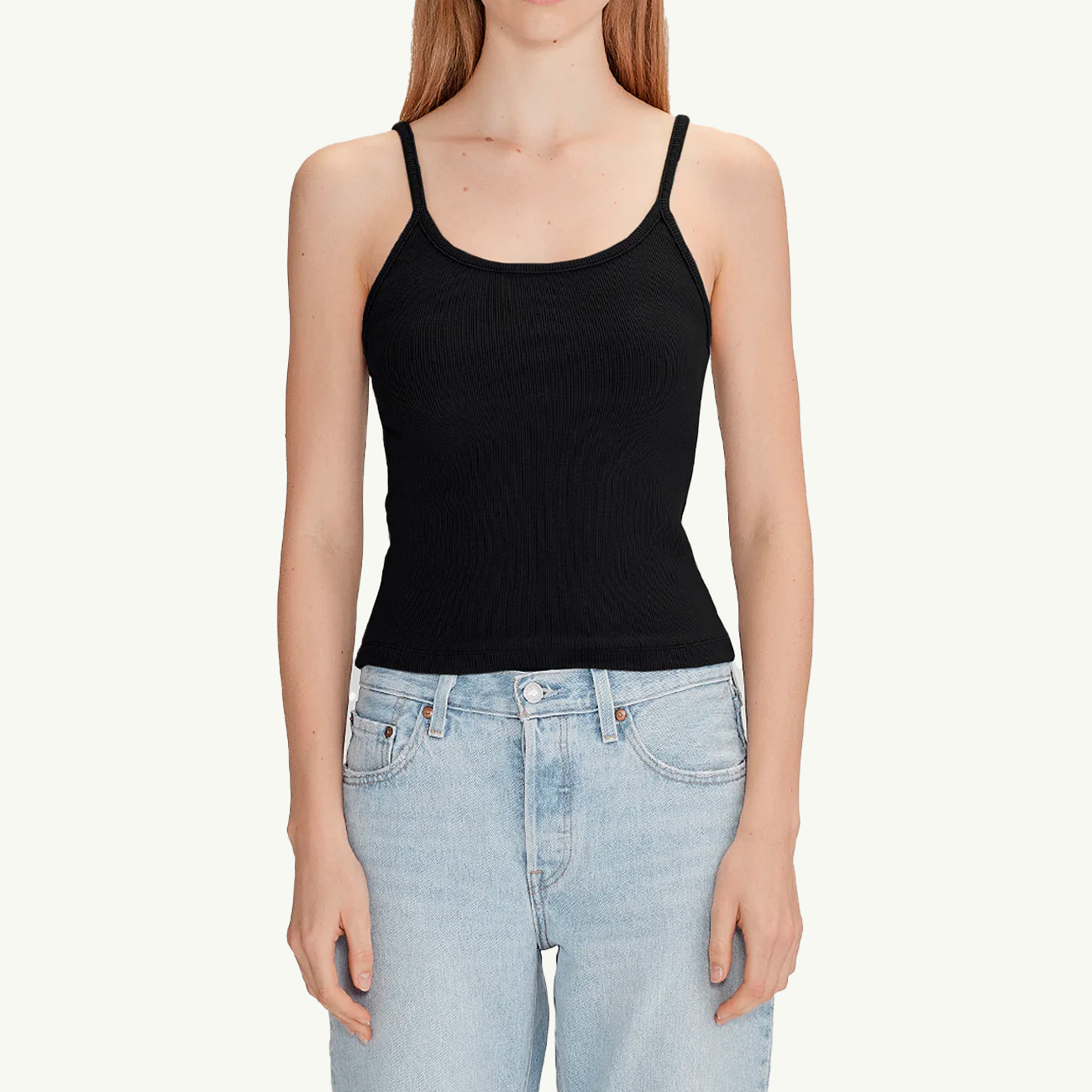 Women's Fitted Rib Cami - Black