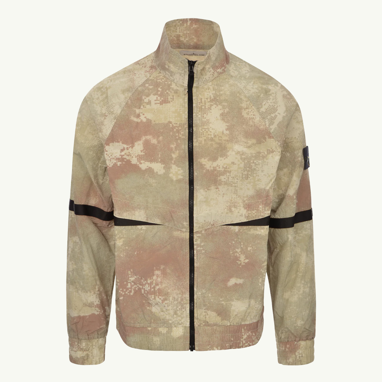 Jacket Patch Camo Print Zip Through - Natural Beige 9180