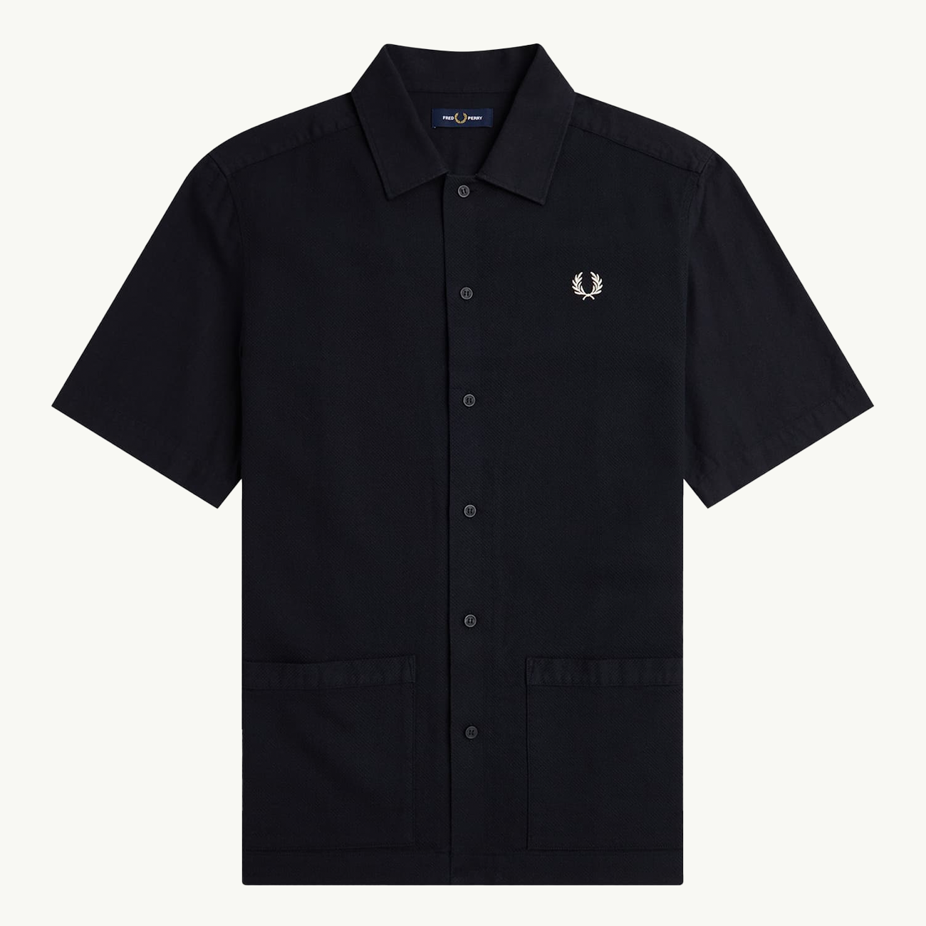 Linen Pique Panel Shirt - Black
