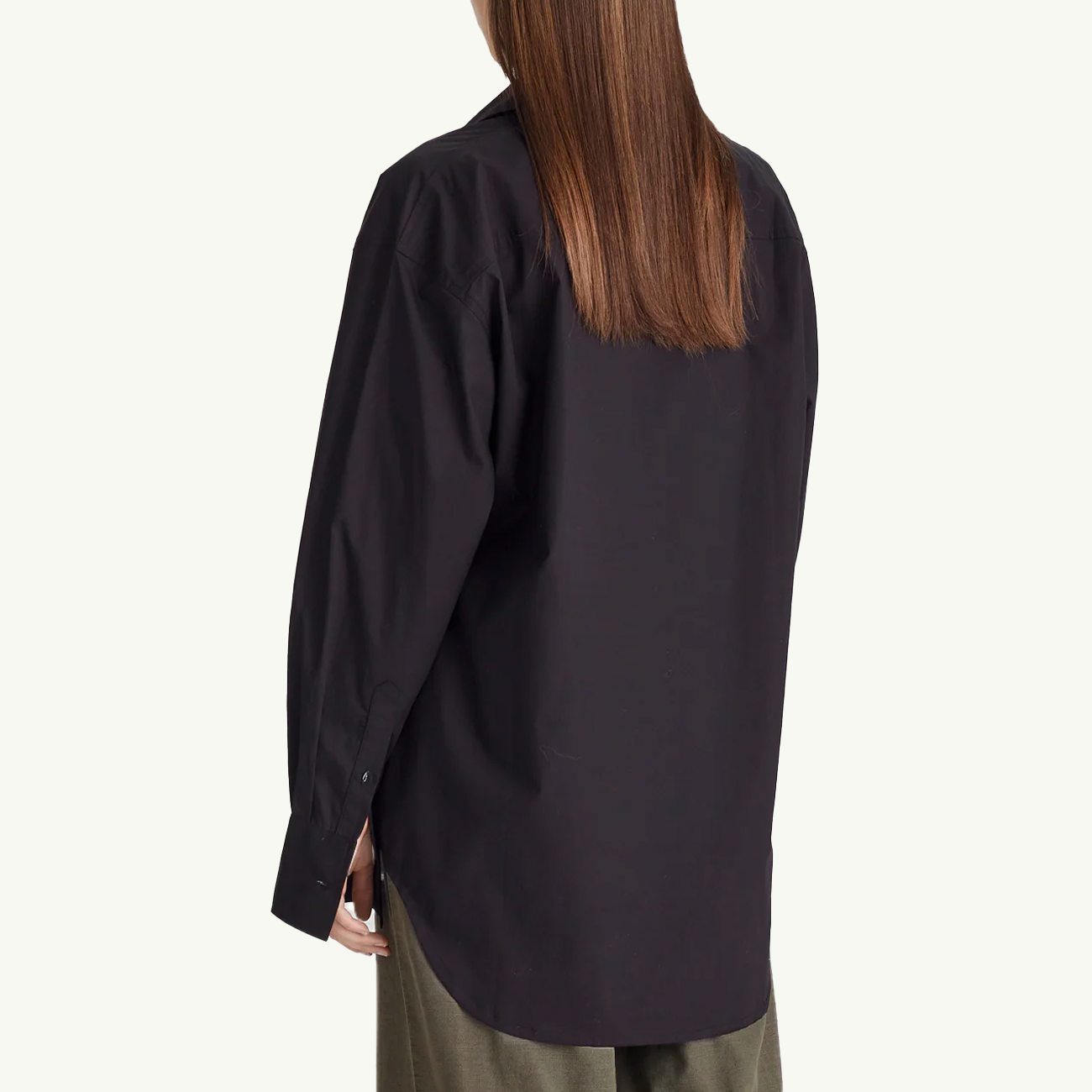 Women's Oversized Poplin Shirt - Black
