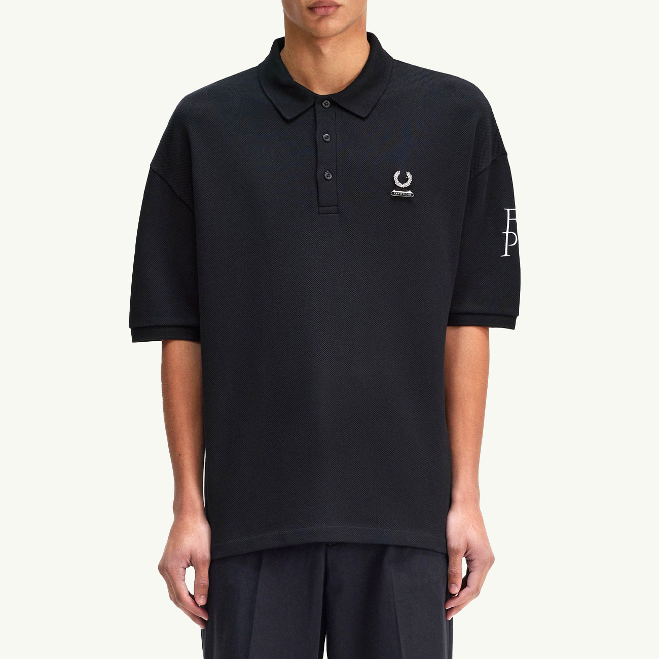 Raf Simons X FP Printed Over Sized Polo Shirt - Black