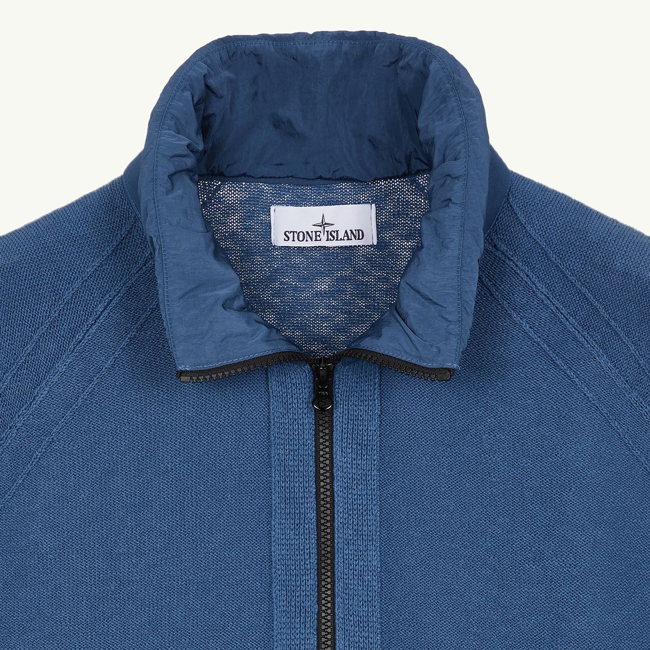Knitwear Patch Zip Through Sweater - Dark Blue 2480