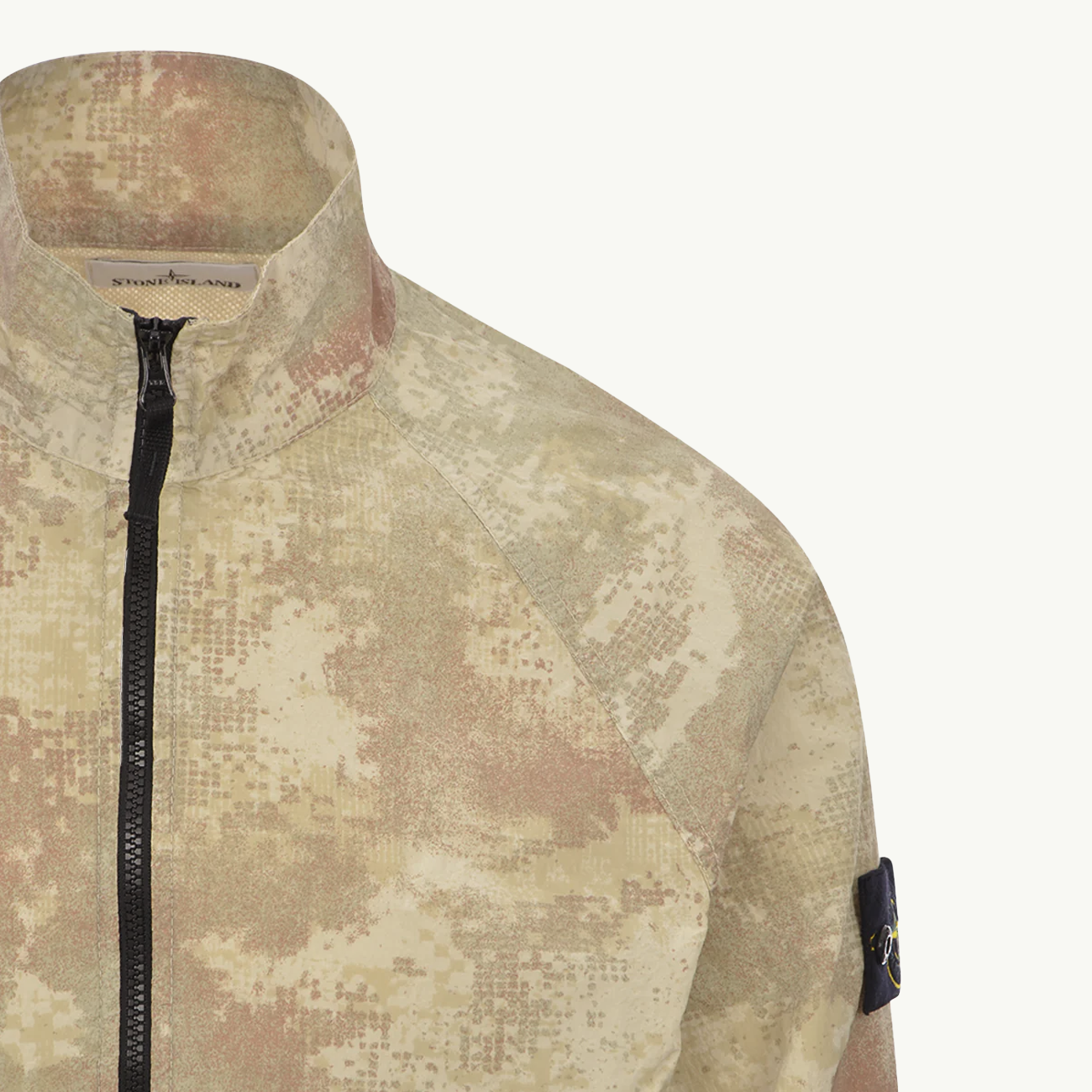 Jacket Patch Camo Print Zip Through - Natural Beige 9180
