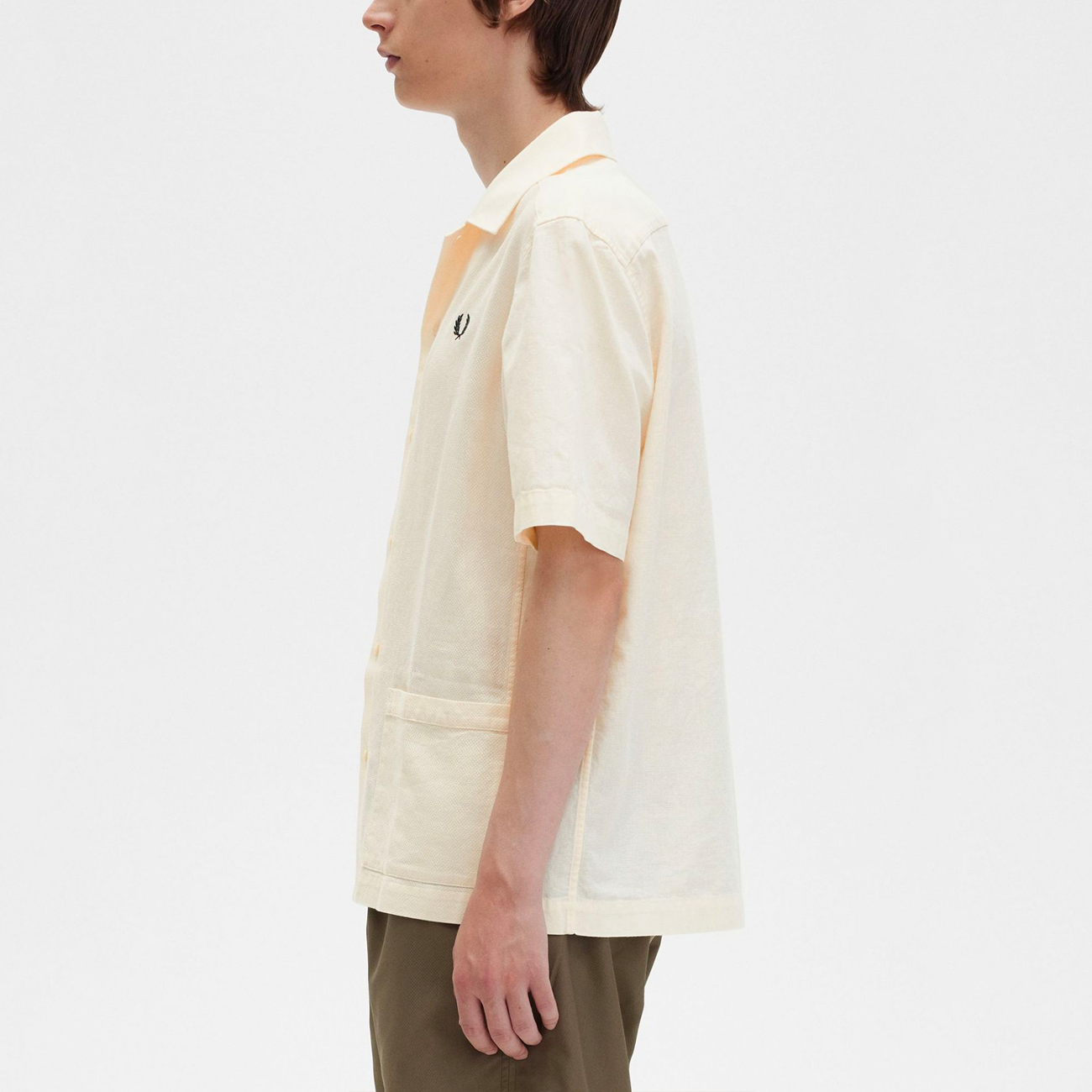 Linen Pique Panel Shirt - Ecru