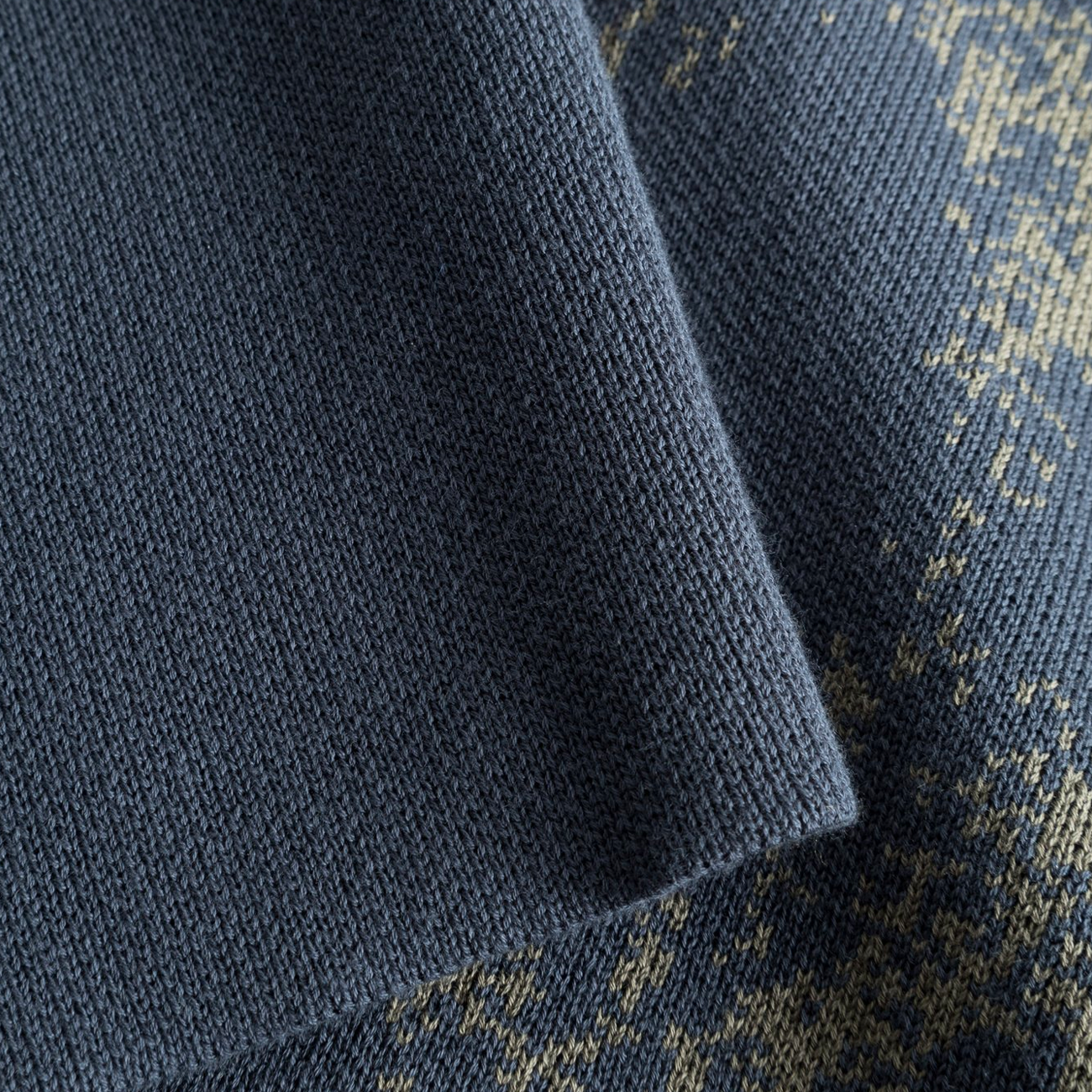 Teis Cotton Jacquard Sweater - Steel Blue