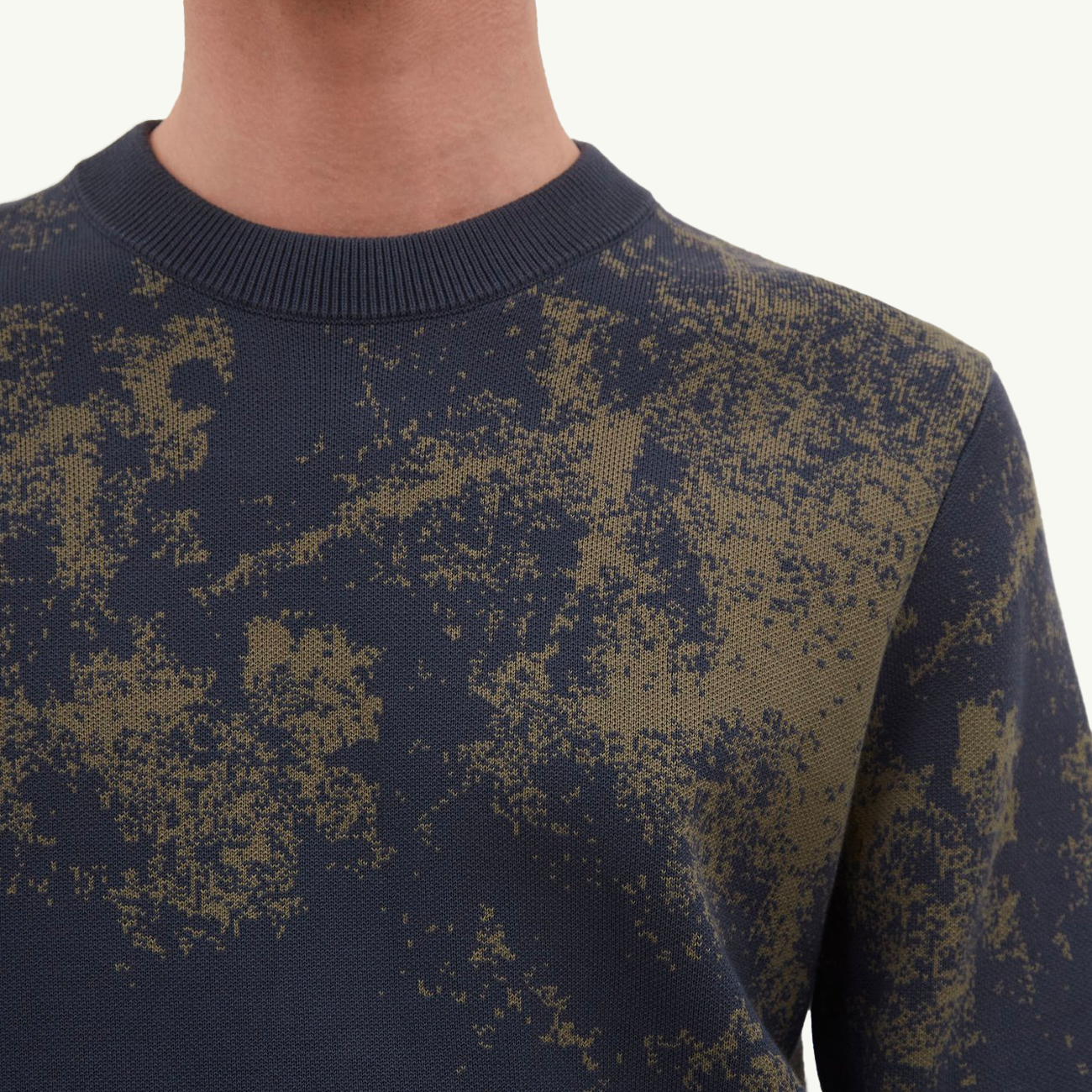 Teis Cotton Jacquard Sweater - Steel Blue