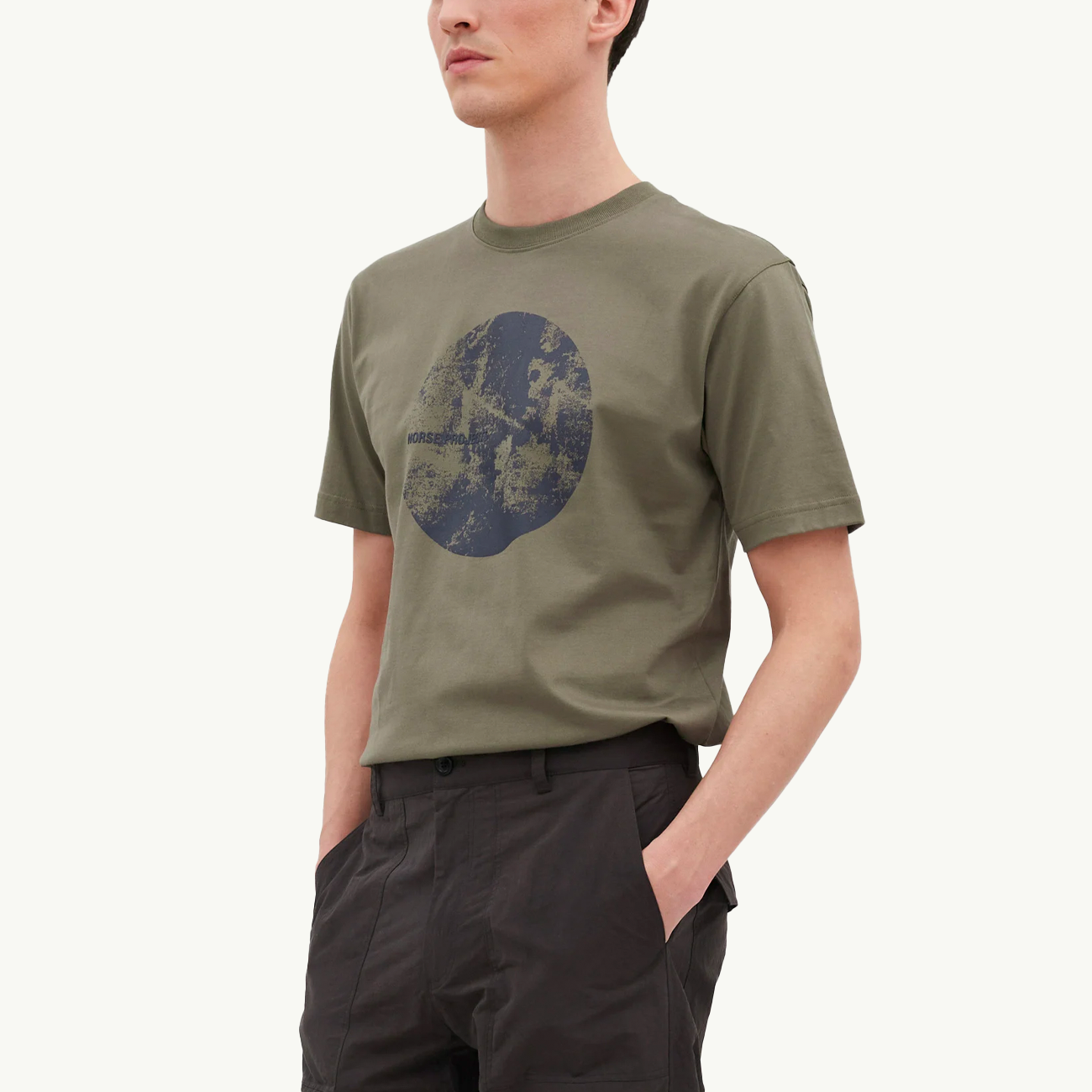 Johannes Organic 'Circle' Print T-Shirt - Sediment Green