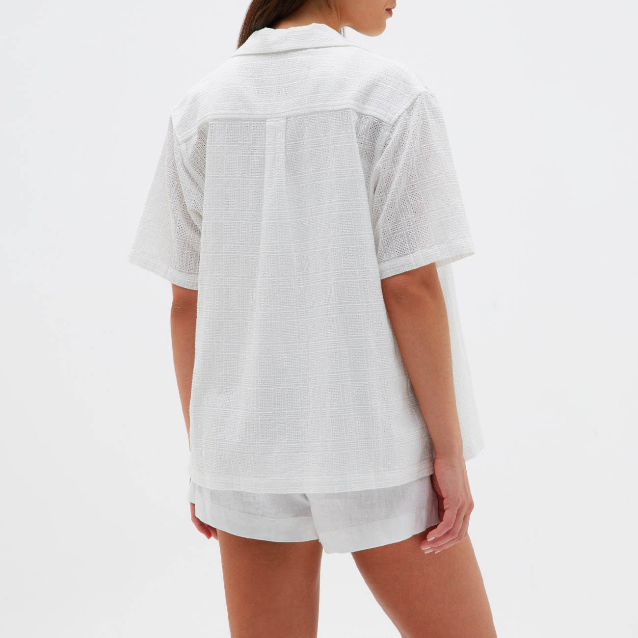 Broderie Anglaise Camp Shirt - White