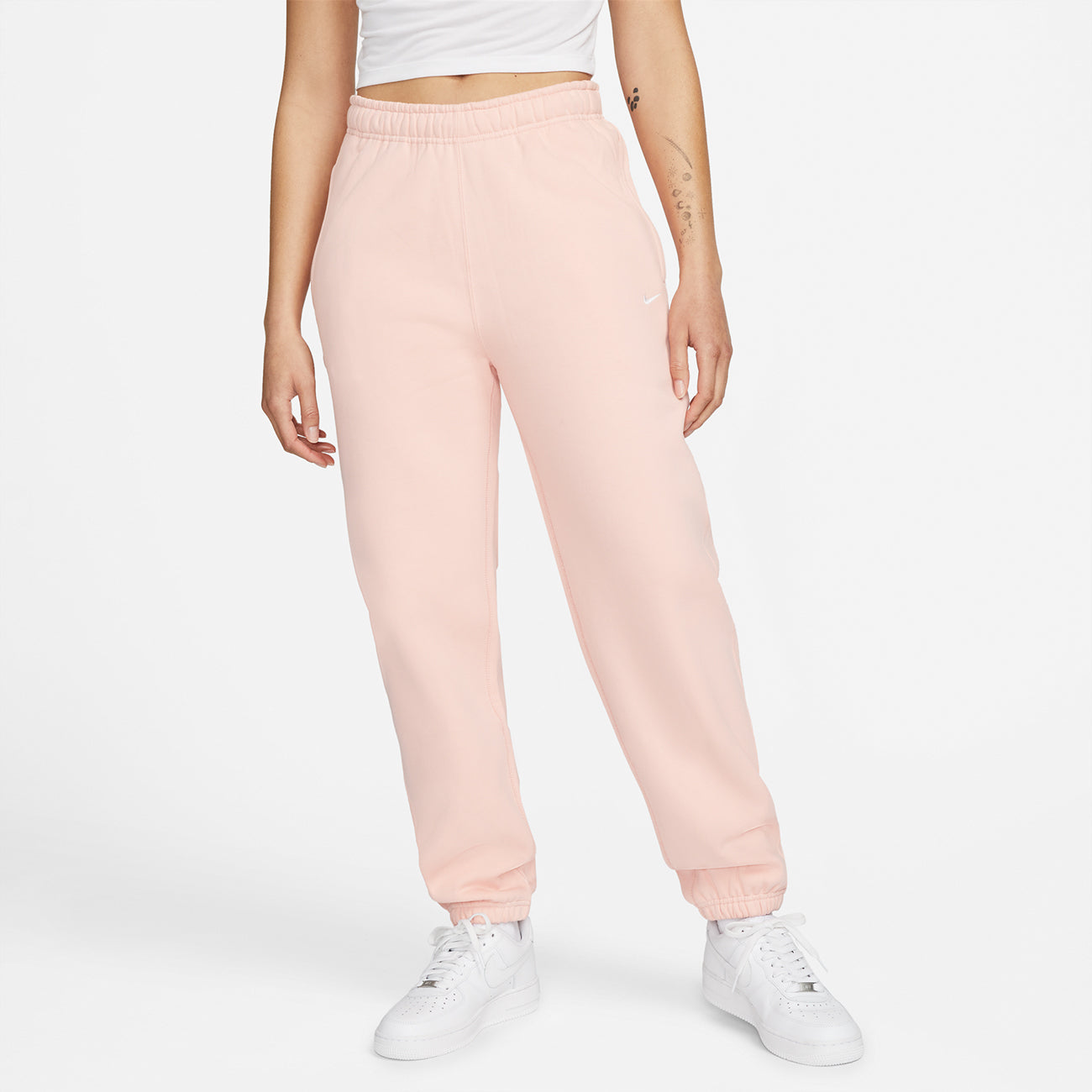 Women's Soloswoosh Fleece Pant - Bleached Coral/White