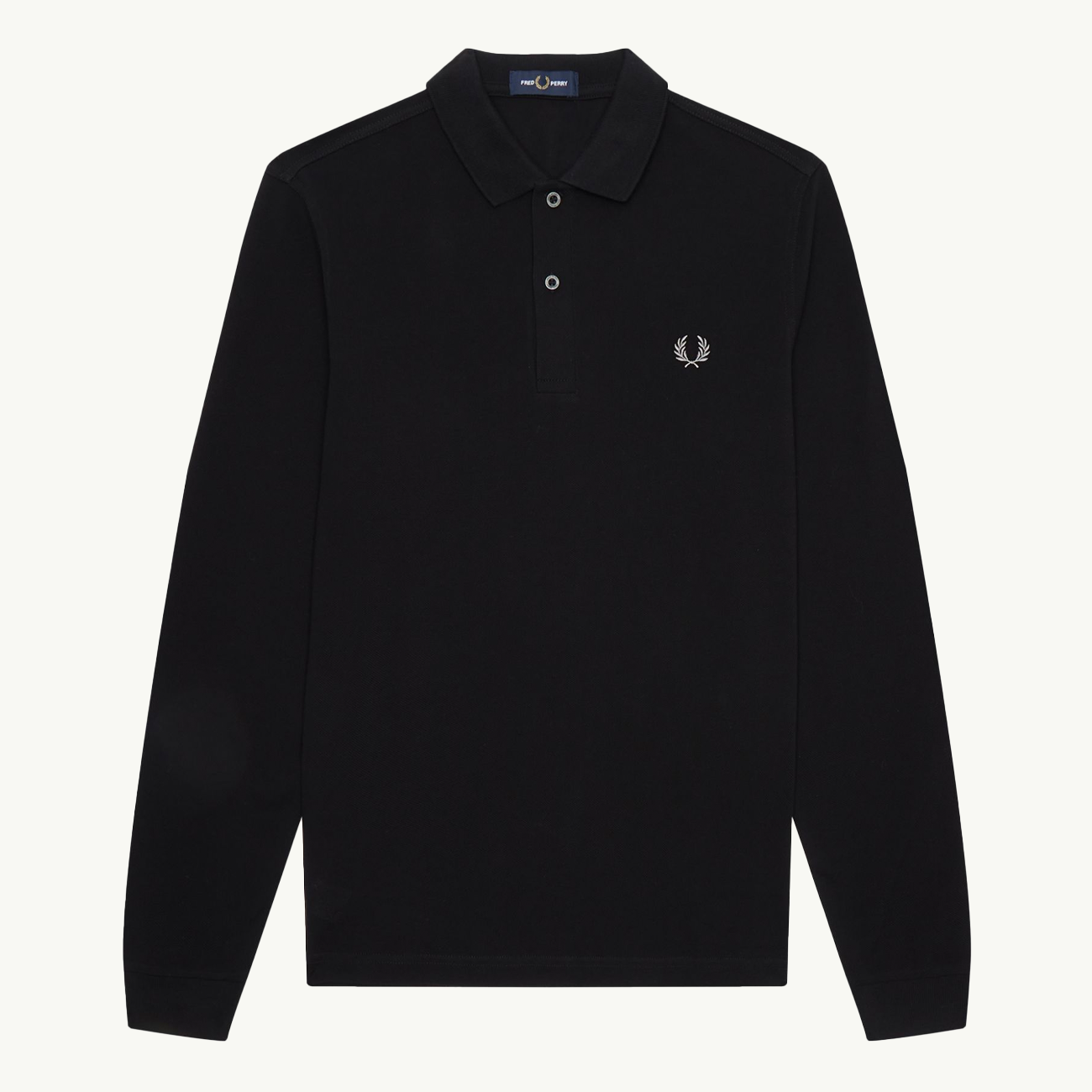 LS Plain Fred Perry Shirt - Black/Chrome