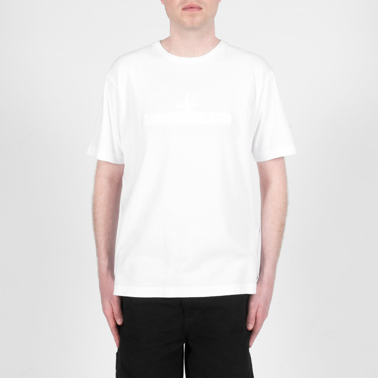 T-Shirt SS Embroidered Chest Logo - White 0177