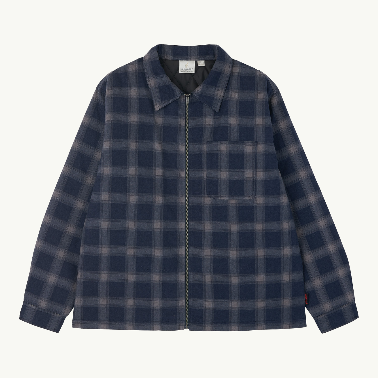 Zip-Up Insulated Flannel Shirt - Navy Shadow Plaid