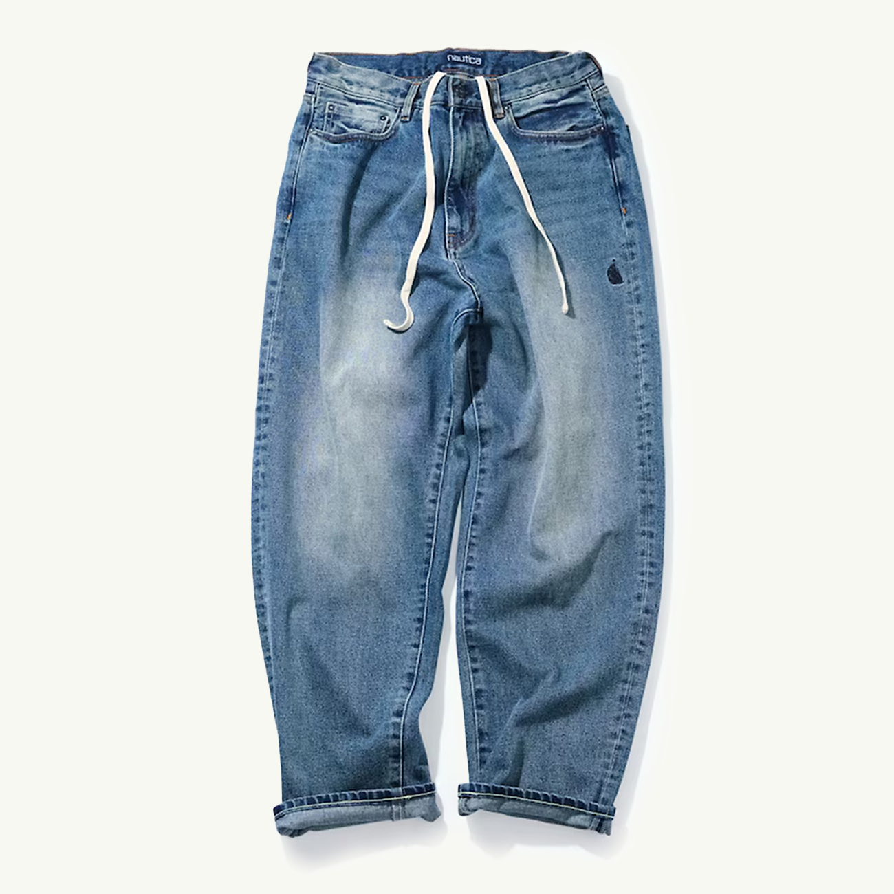 Vintage Washed Baggy Denim Pant - Blue
