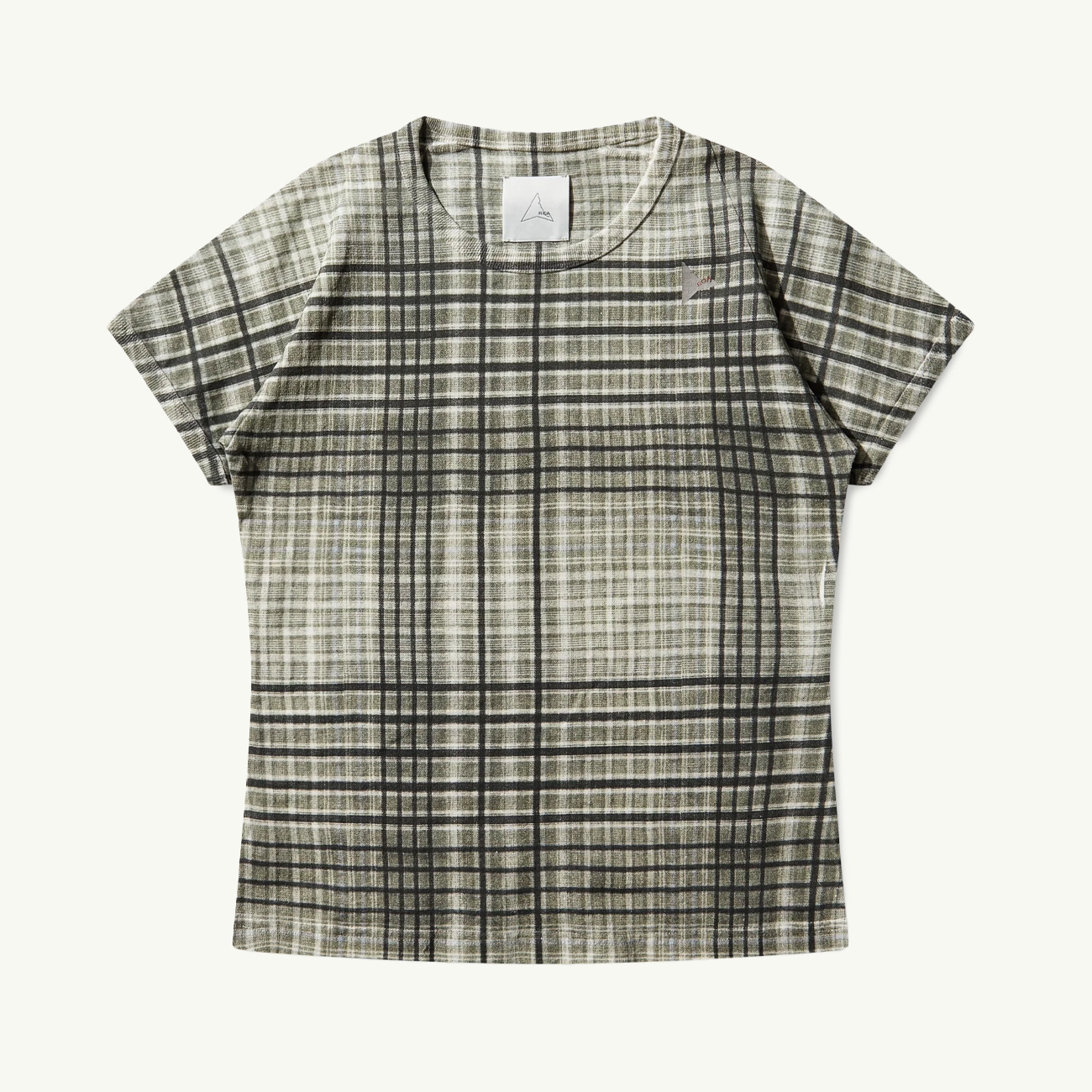 Taba Printed Check Baby Tee - Sage Green