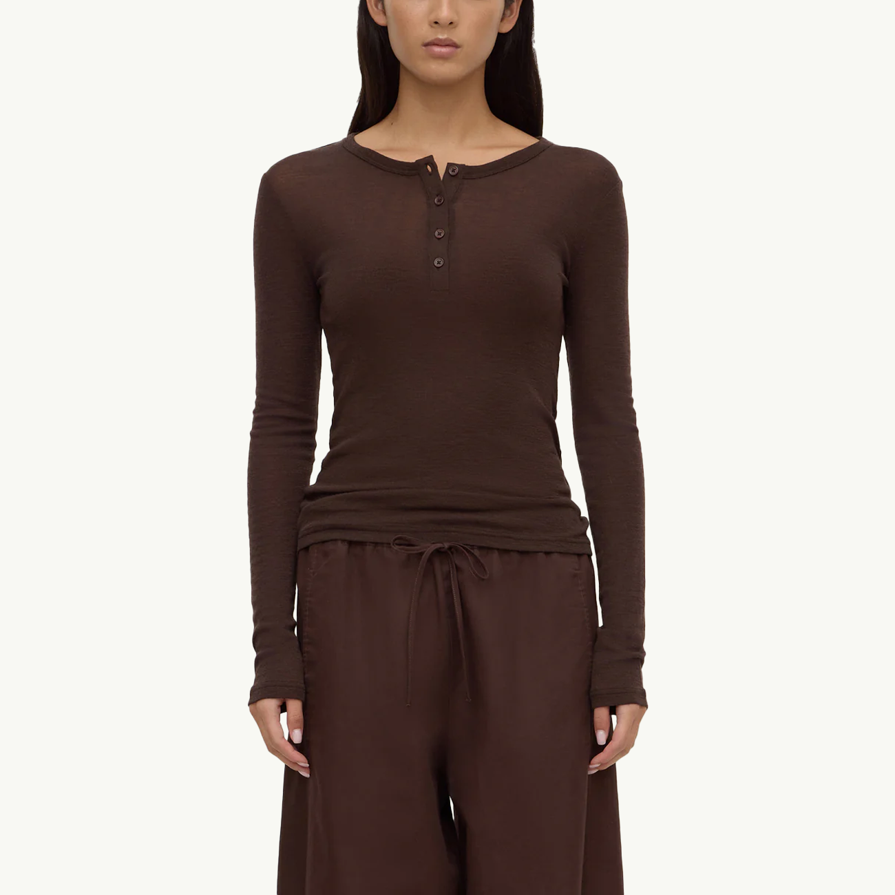Nora Merino Wool Henley - Ganache