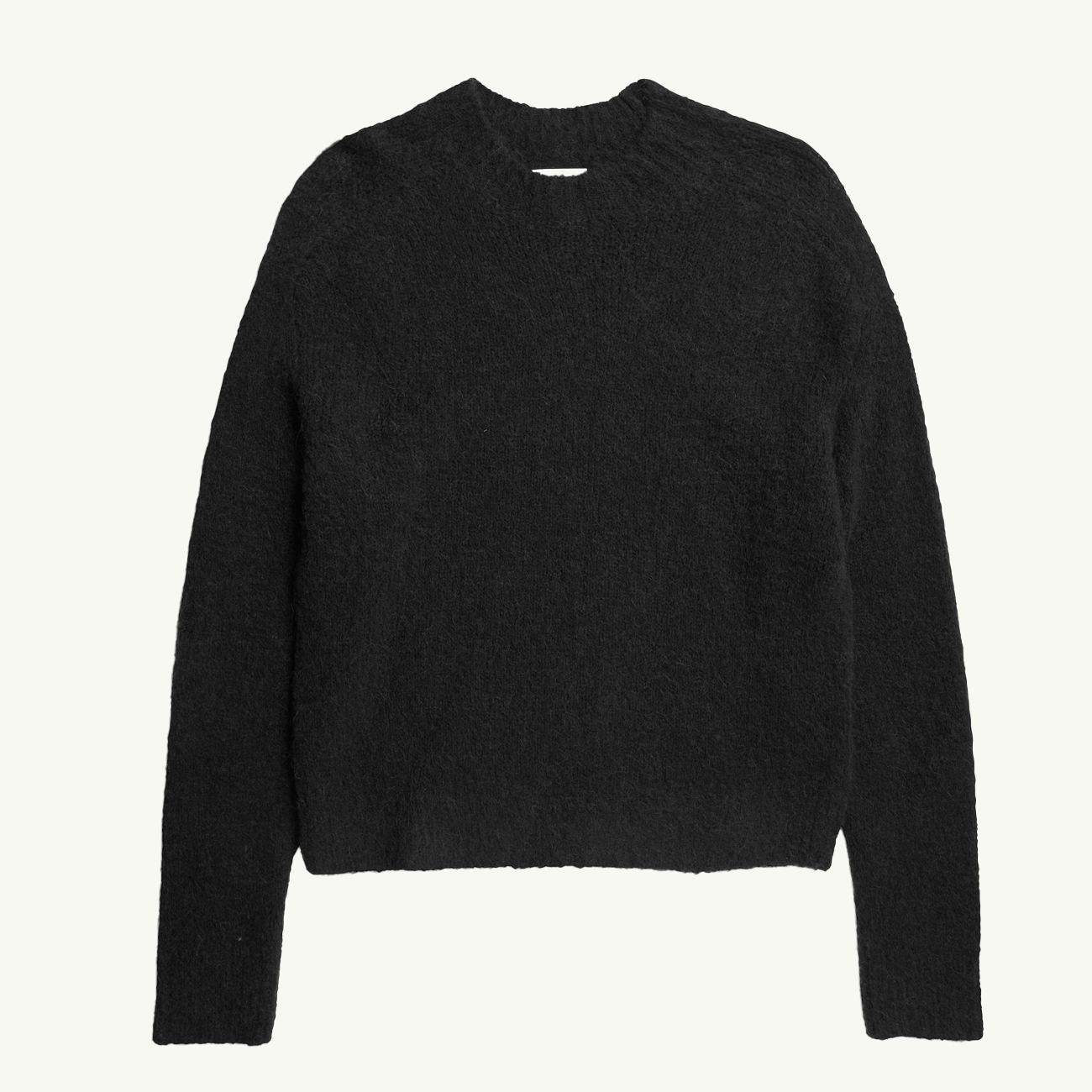 Rasmus Mock Neck Relaxed Brushed Sweater - Black