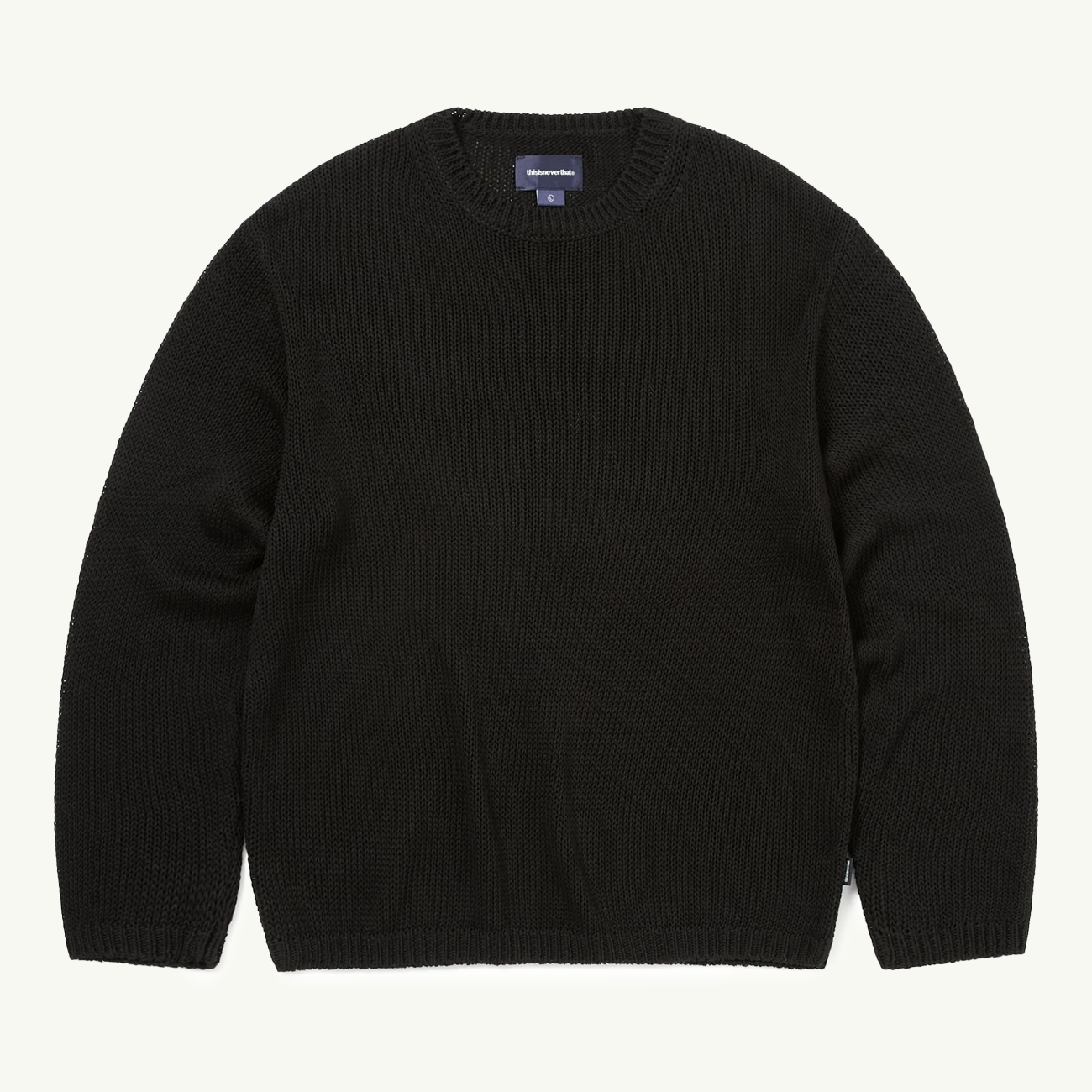 Loose Gauge Knit Crew - Black