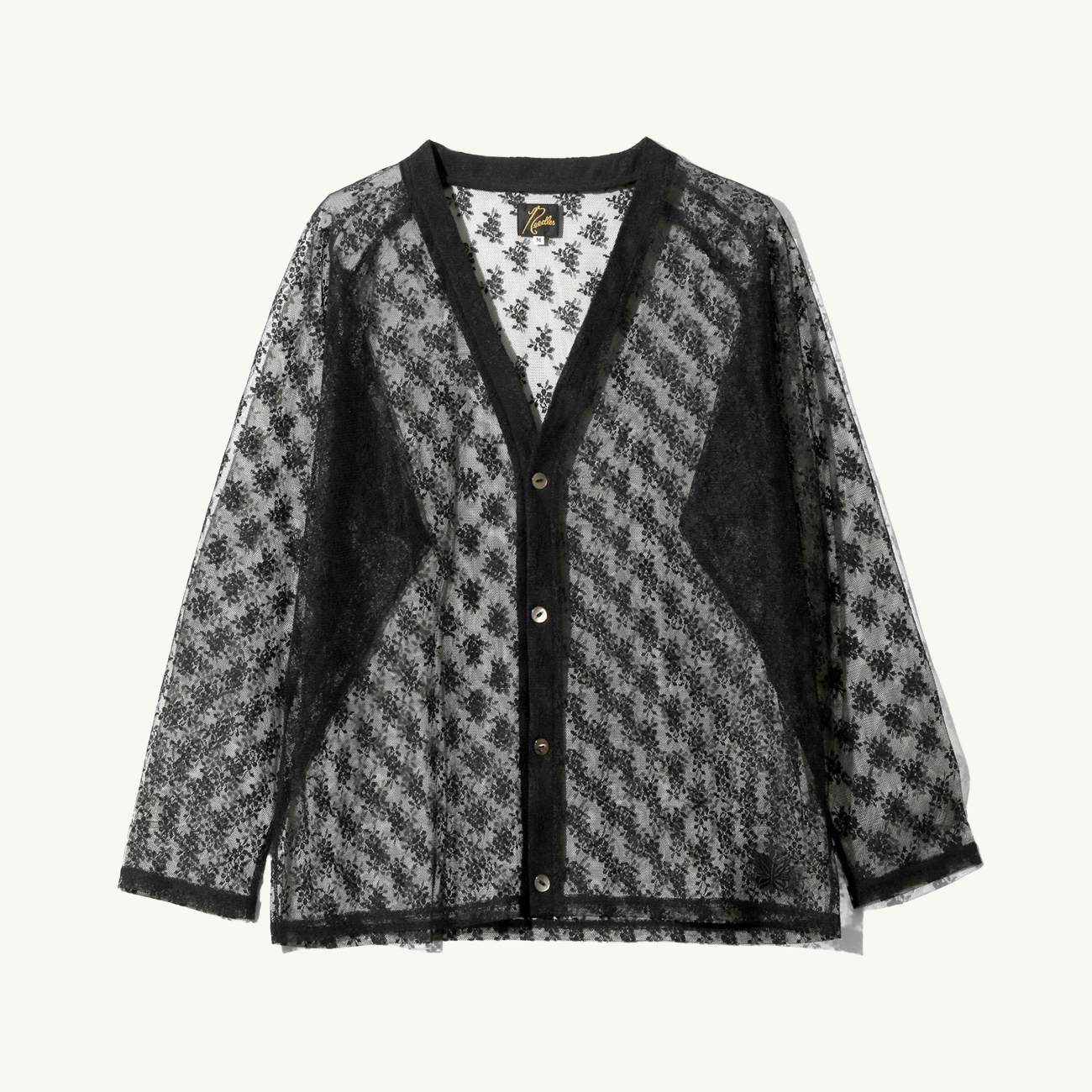V-Neck Cardigan Raschel Lace - Black