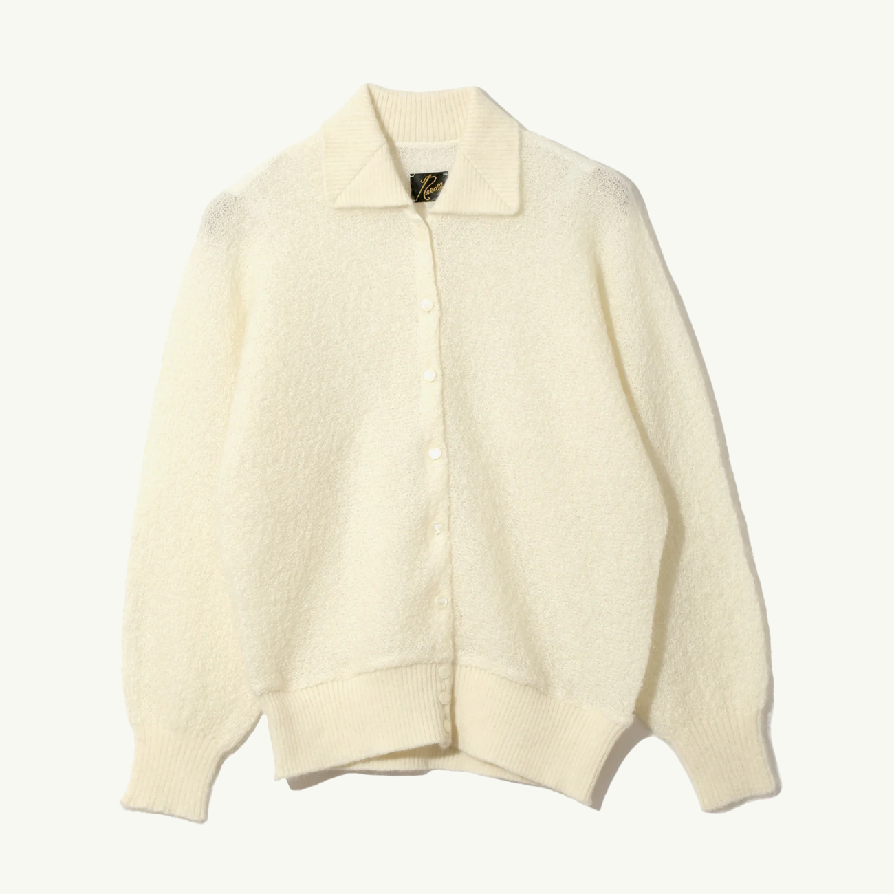 Round Collar Woven Crepe Cardigan - Ivory