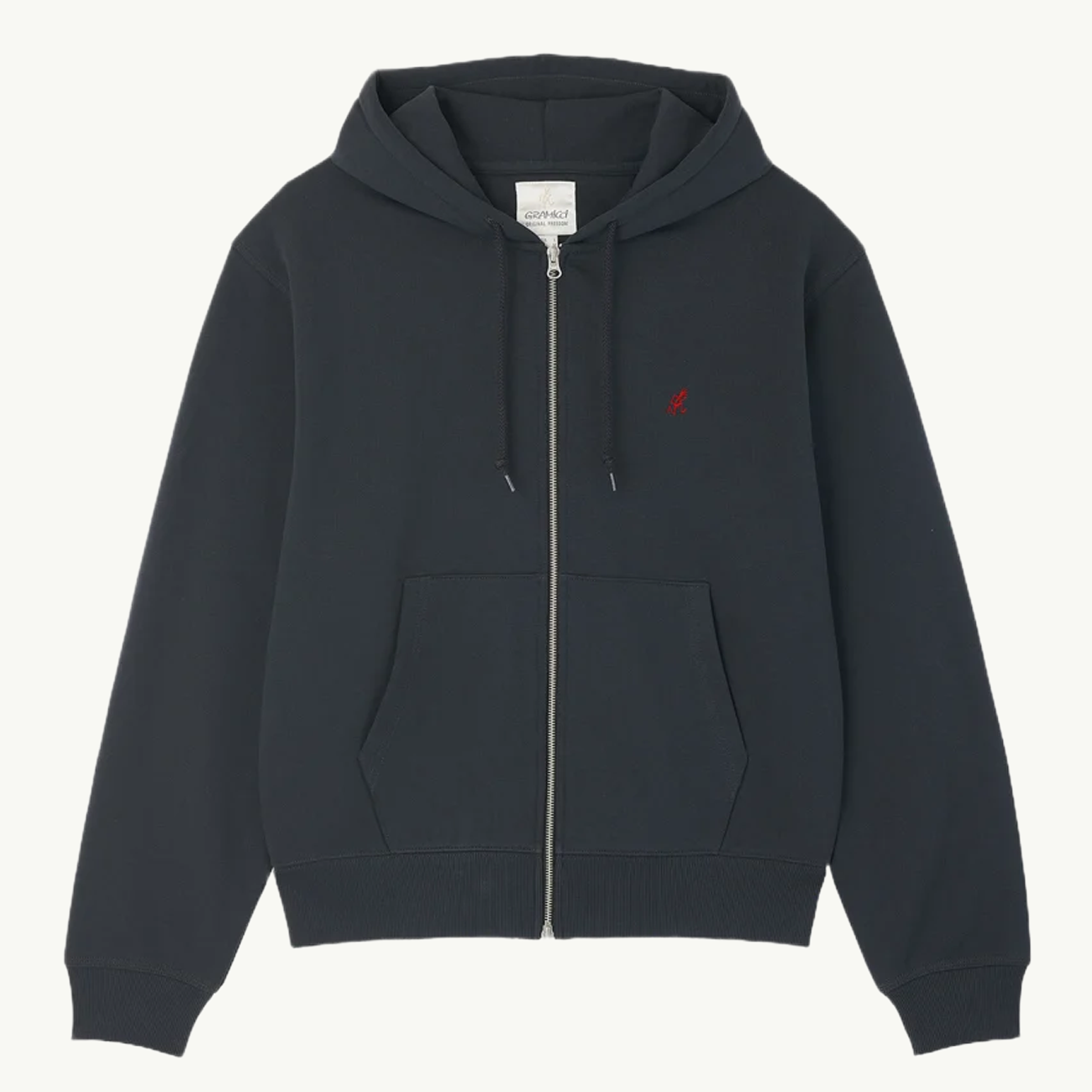 One Point Zip Hooded Sweatshirt - Vintage Black