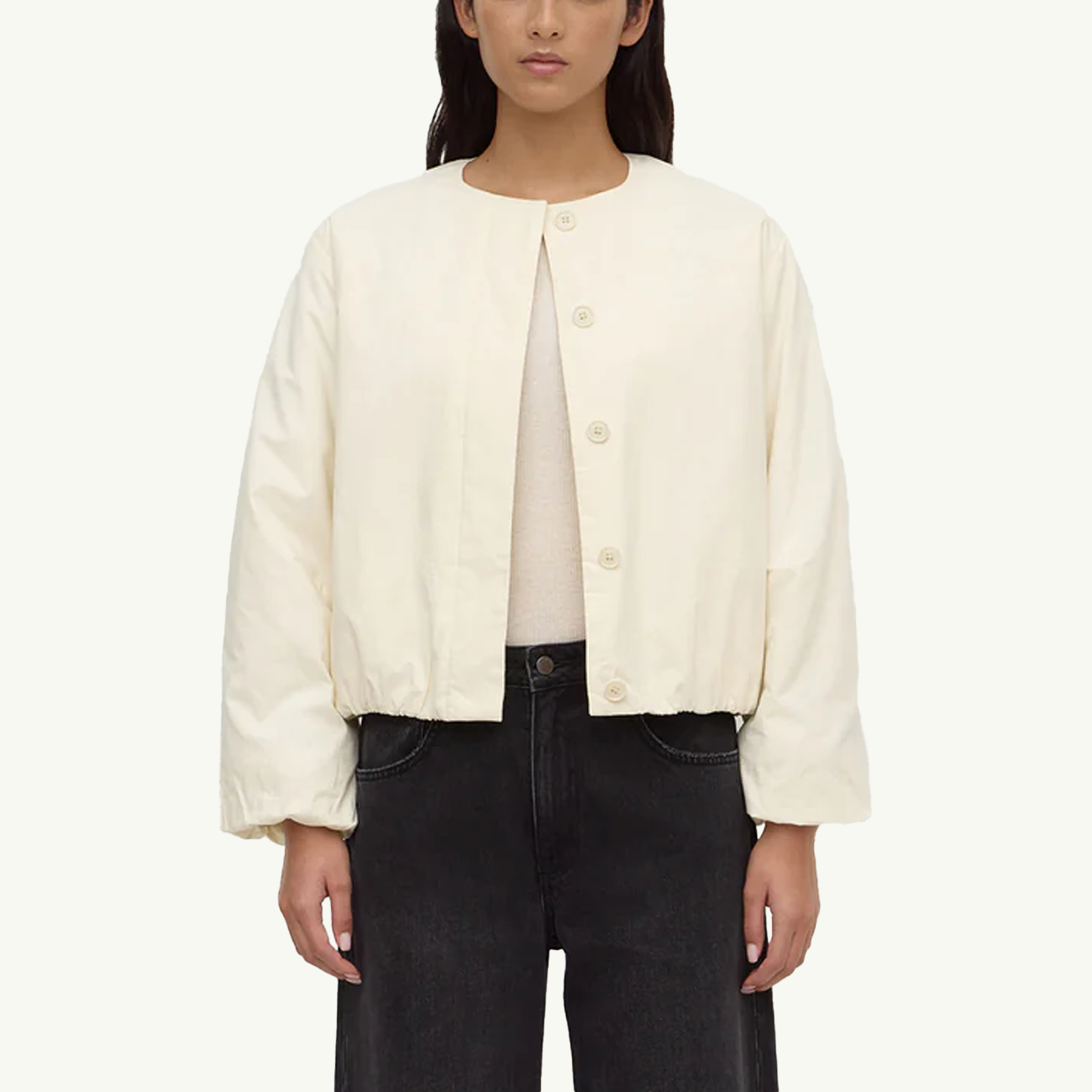 Zoie Padded Bomber Jacket - Antique White