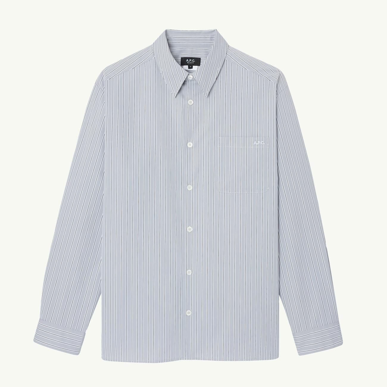 Malo Logo Shirt - Light Grey Stripe