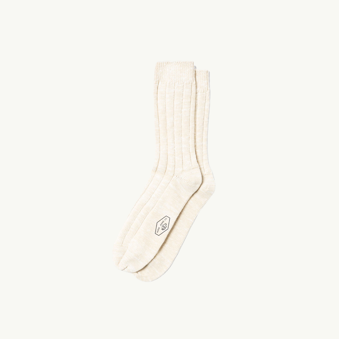 Broad Rib Socks - Ecru