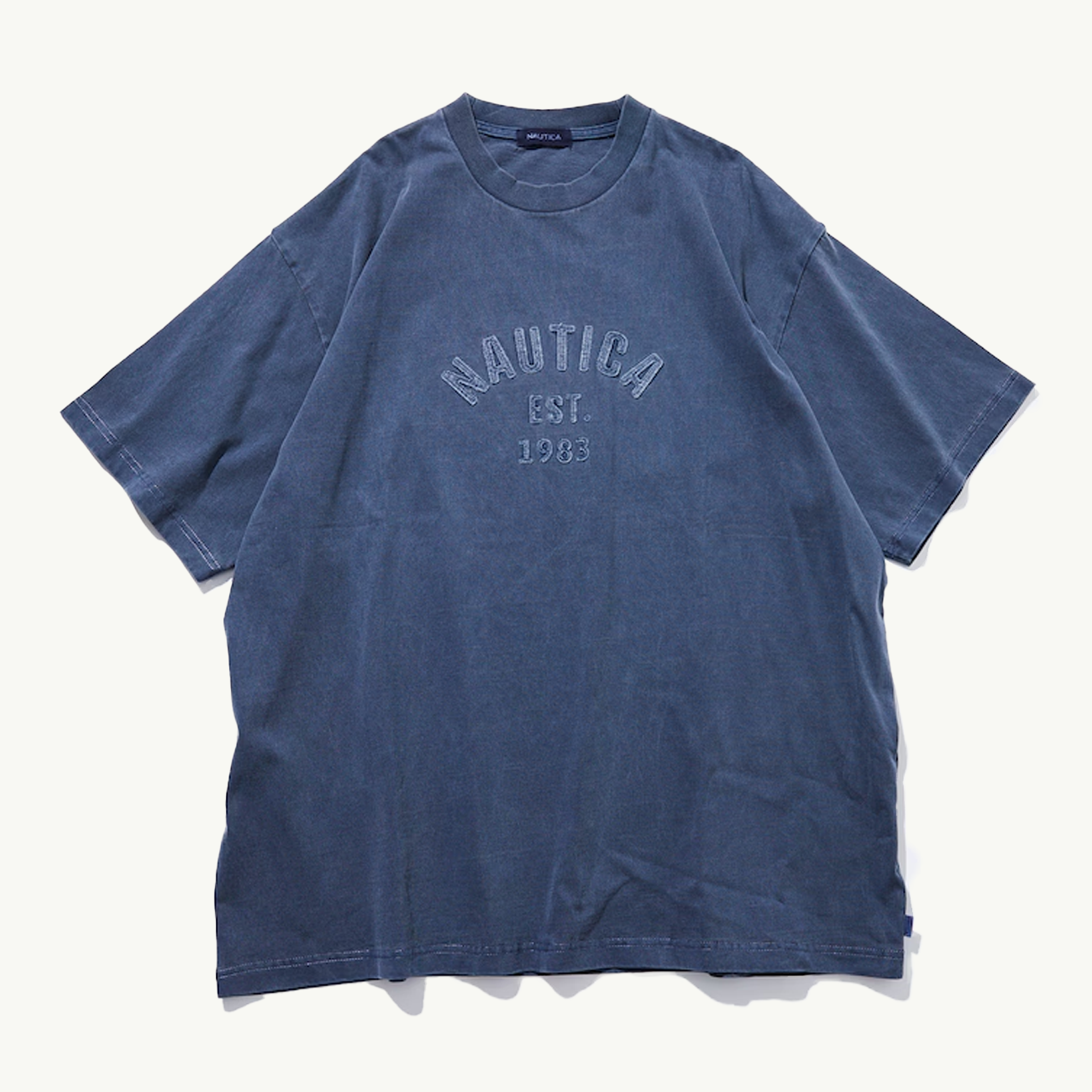 Garment Pigment Dyed Felt Logo Tee - Blue