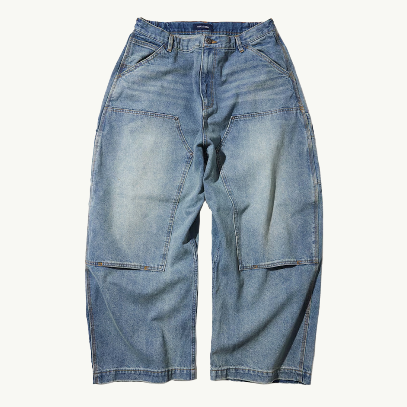 Super Wide Curve Double Knee Painter Denim - Blue
