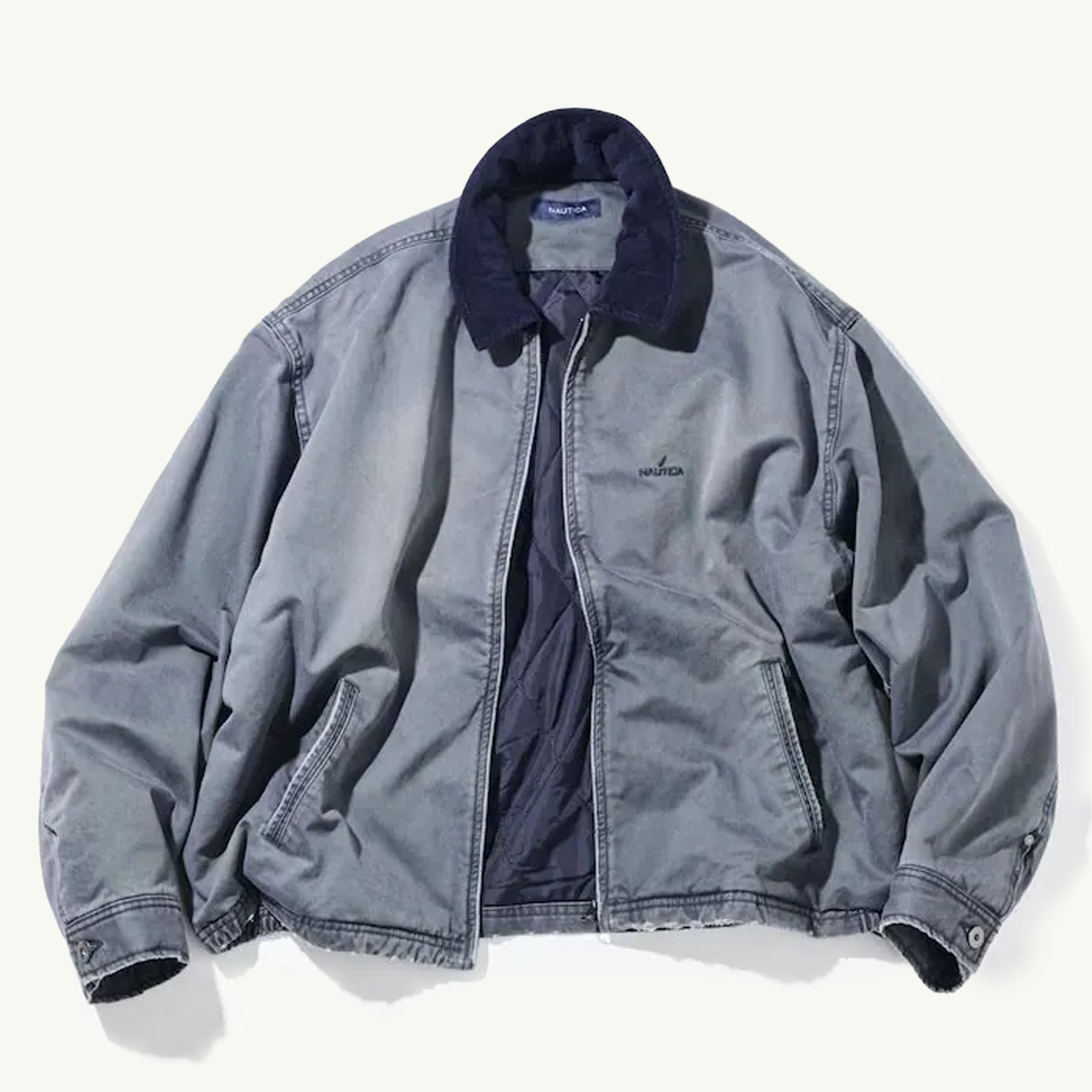 Padding Crushed Chino Zip Blouson - Blue