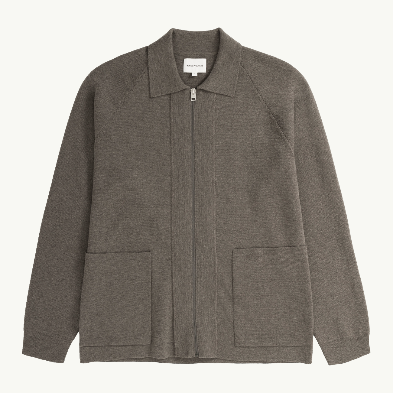 Bjarne Merino Cotton Milano Full Zip Jacket - Warm Grey