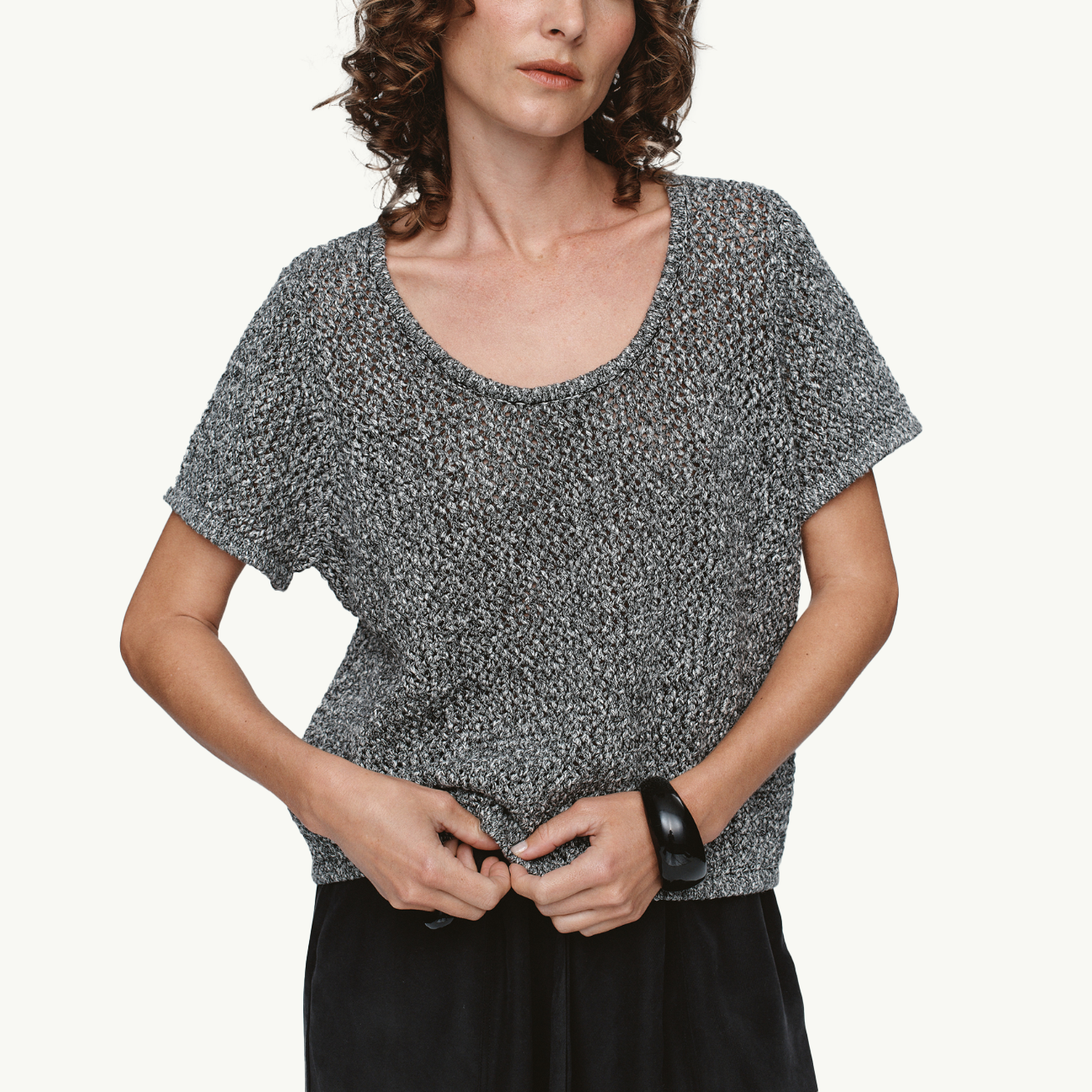 Rumi Top - Black/Ivory Melange