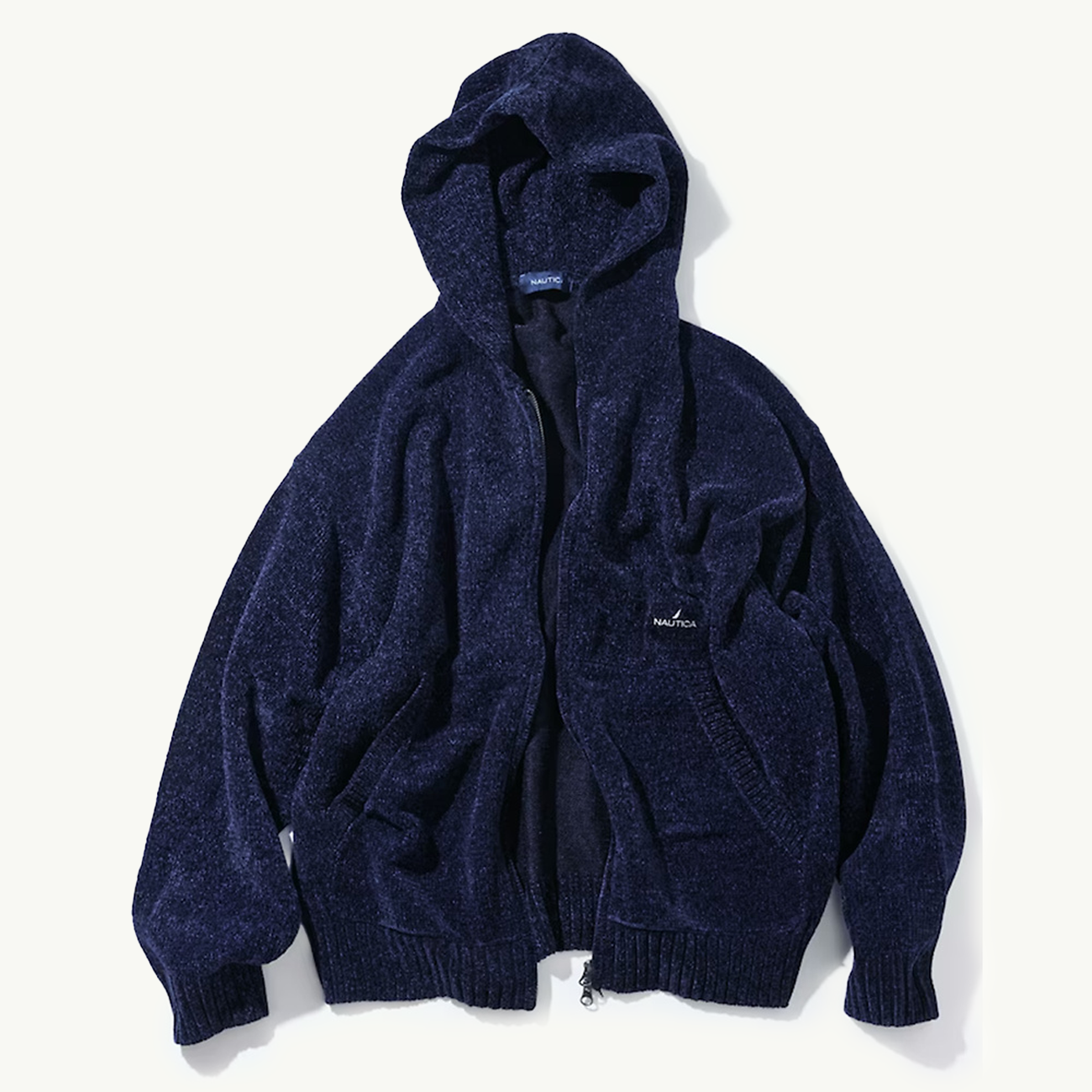 Mall Yarn Sweater Zip Hoodie - Dark Navy