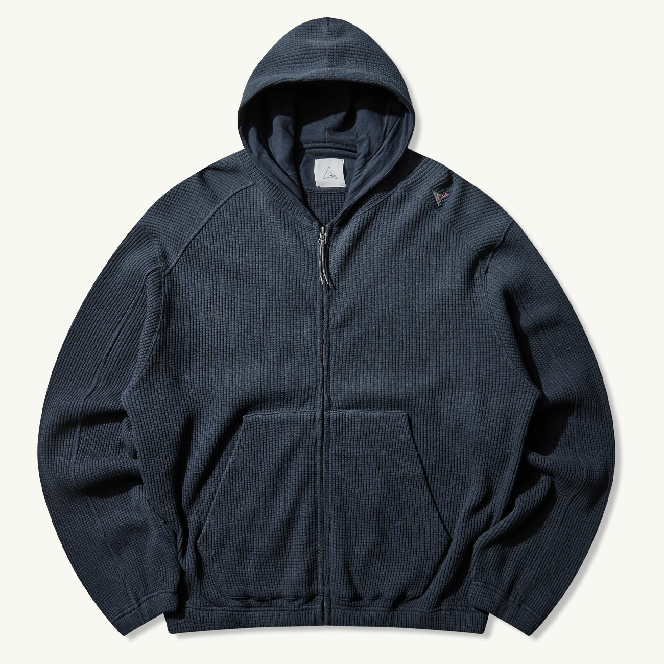 Bee Sun Faded Organic Waffle Zip Up Hoodie - Navy