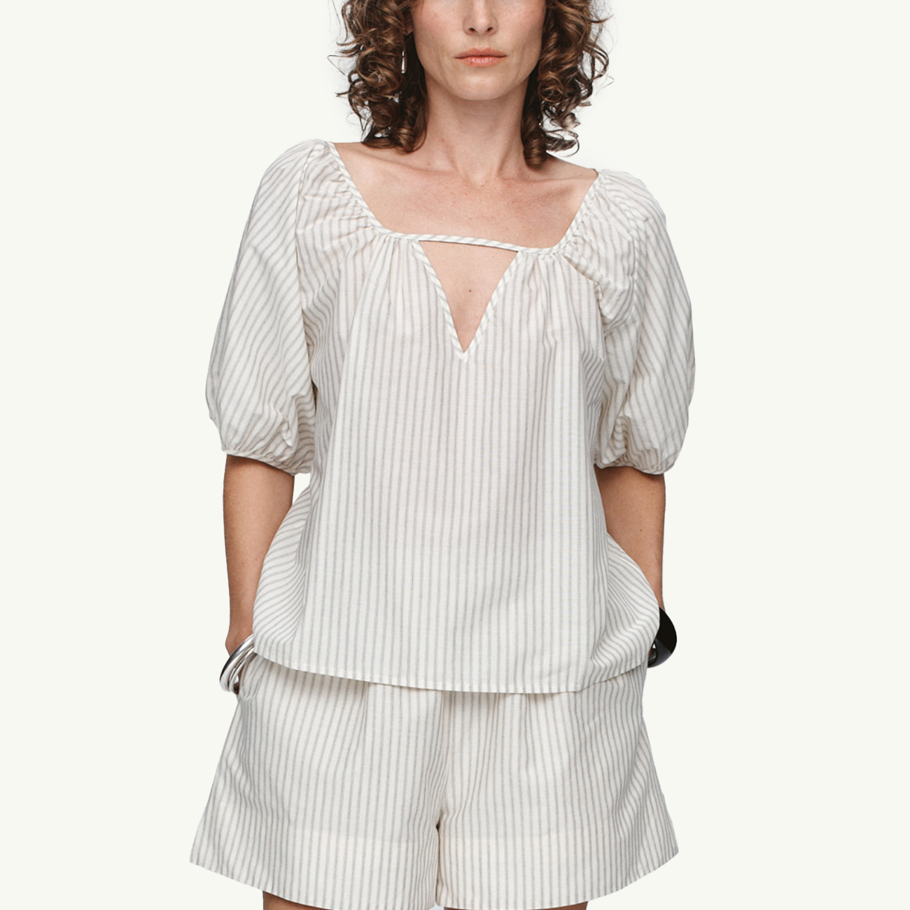 Kendra Top - Grey Stripe