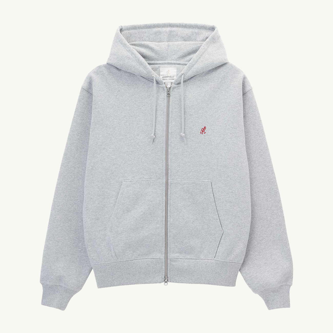 One Point Zip Hooded Sweatshirt - Heather Grey