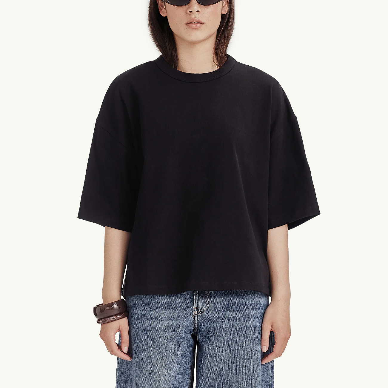 Women's Heavy Boxy Tee- Black