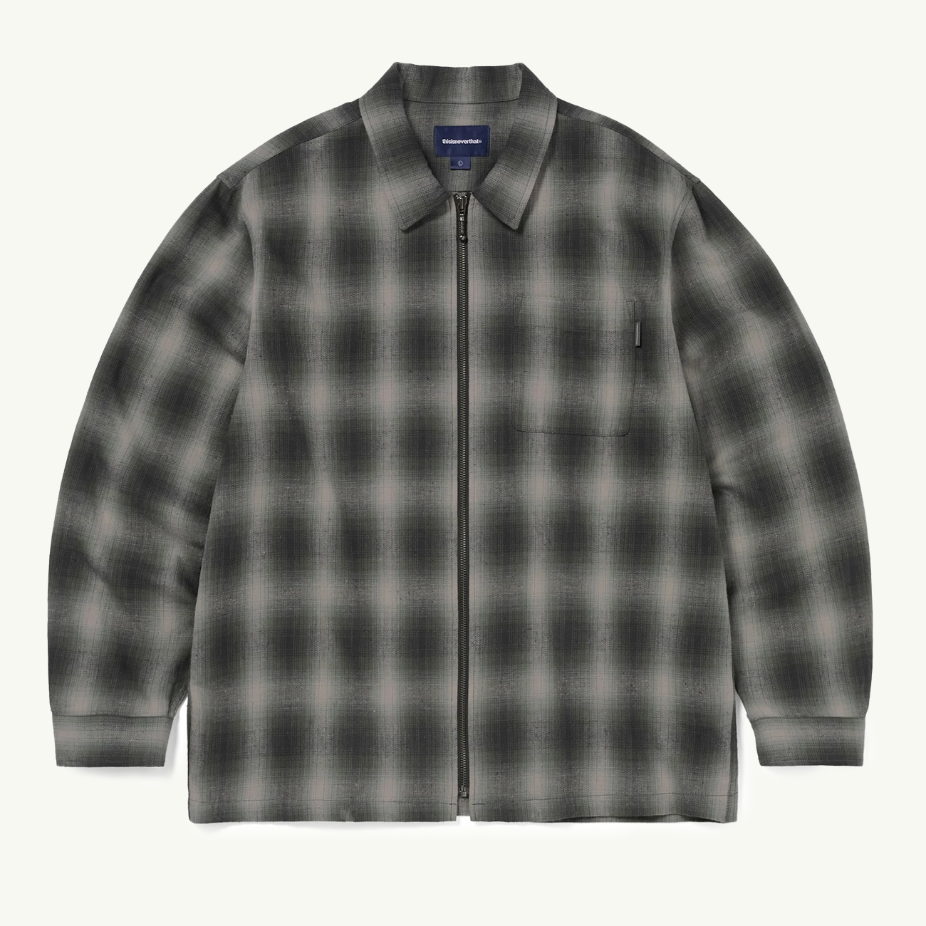 Nep Check Zip Shirt - Black