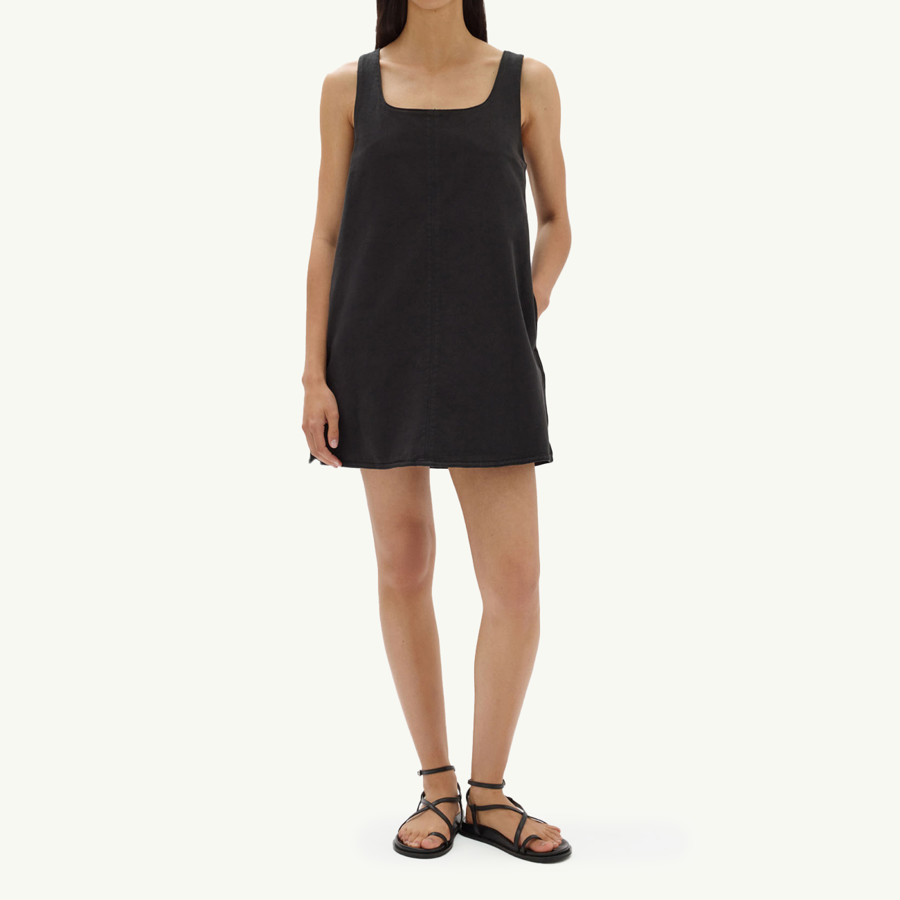 Zoey Twill Mini Dress - Black