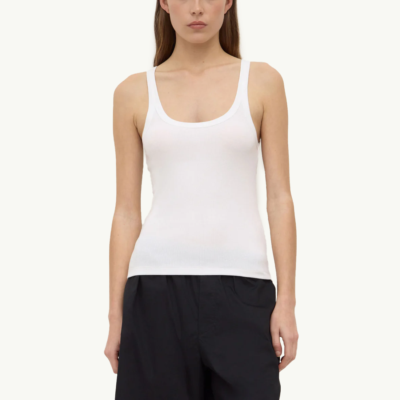 Charlie Rib Tank - White
