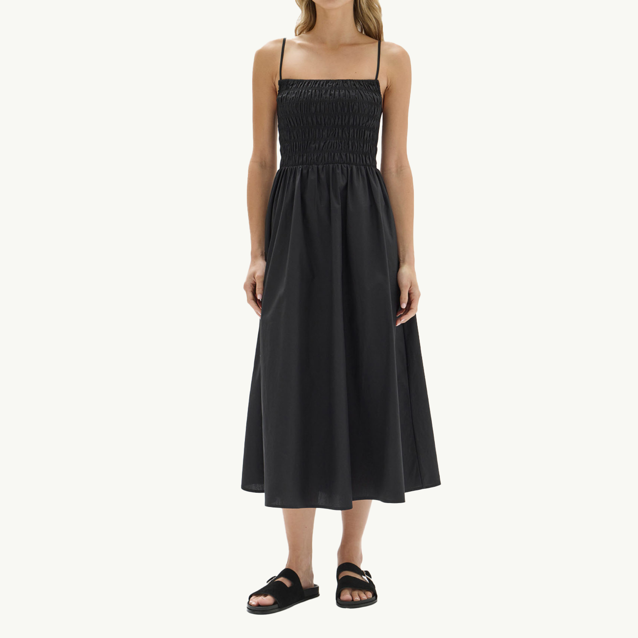 Aubrey Rouched Dress - Black