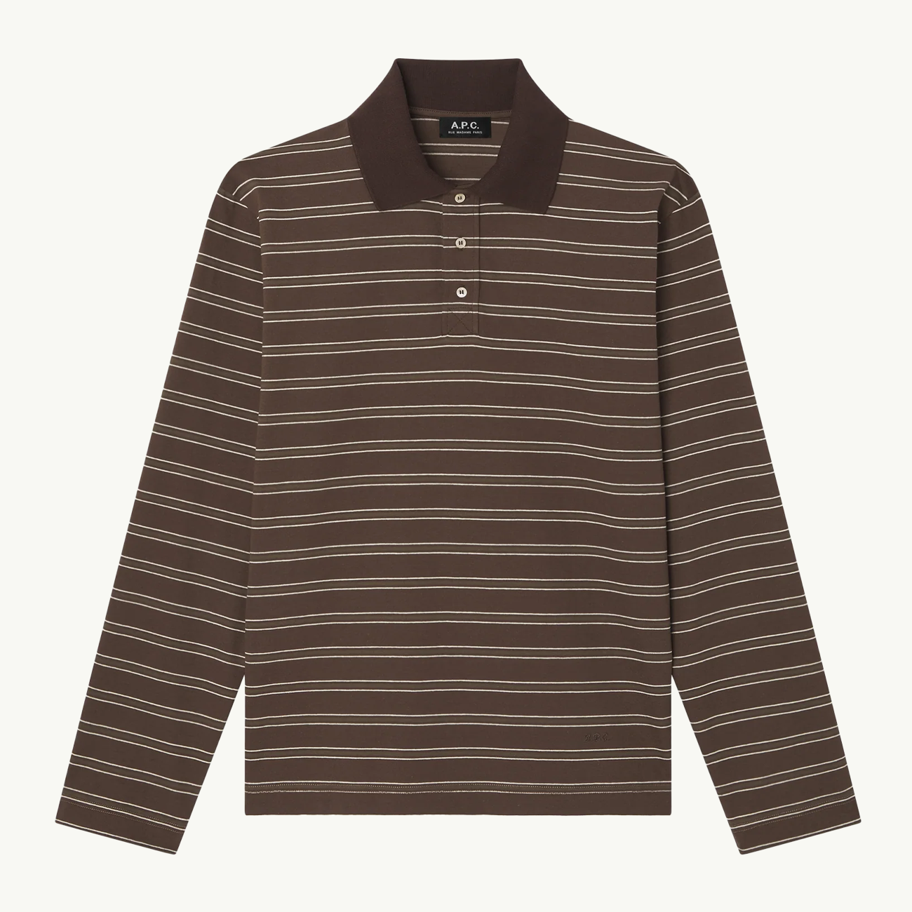 Striped LS Polo Shirt - Chestnut Brown