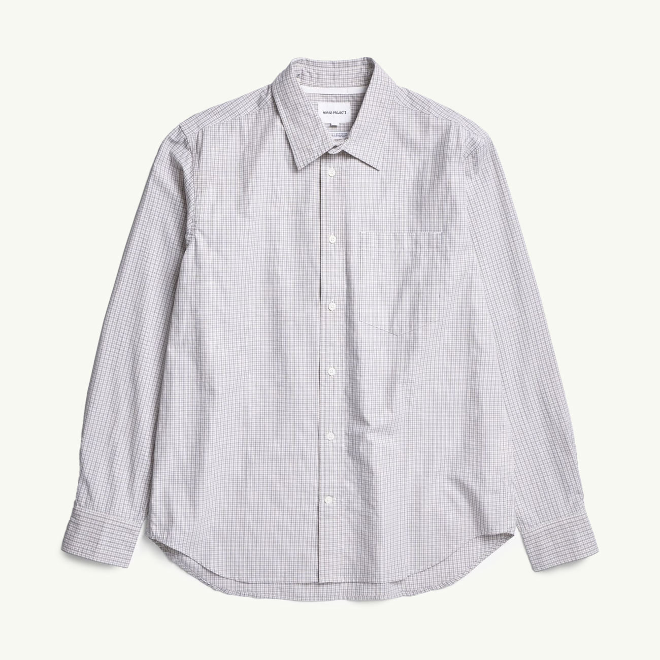 Algot Poplin Check Shirt - Oatmeal