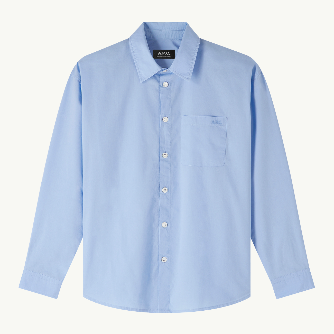 Women's Embroidered Boyfriend Shirt - Pale Blue