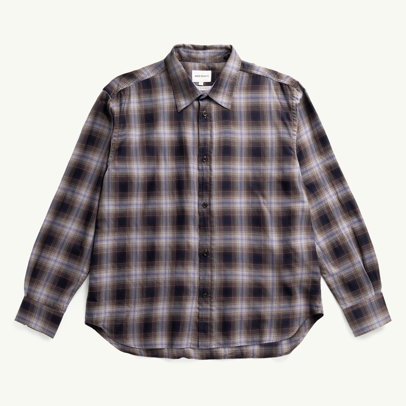 Falster Fine Cotton Flannel Check Oversize Shirt - Darkest Purple