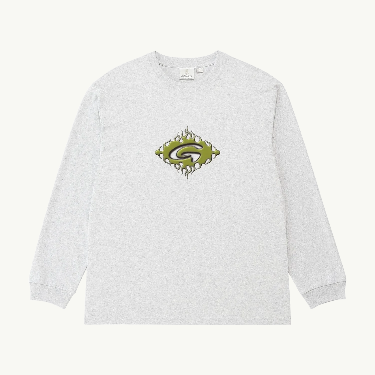 Flames LS Tee - Ash Heather