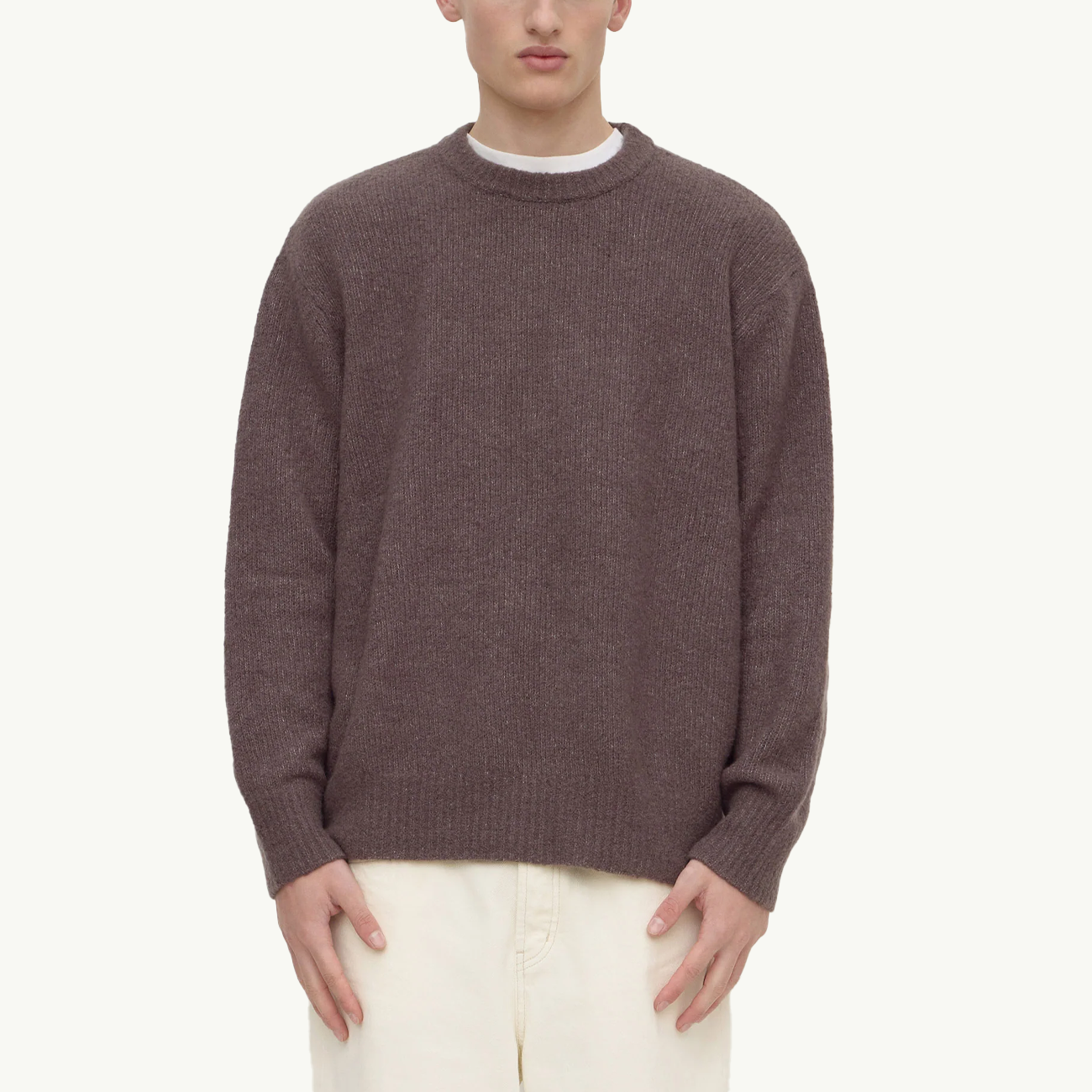 Dover Boucle Knit Cashmere Crew - Bark